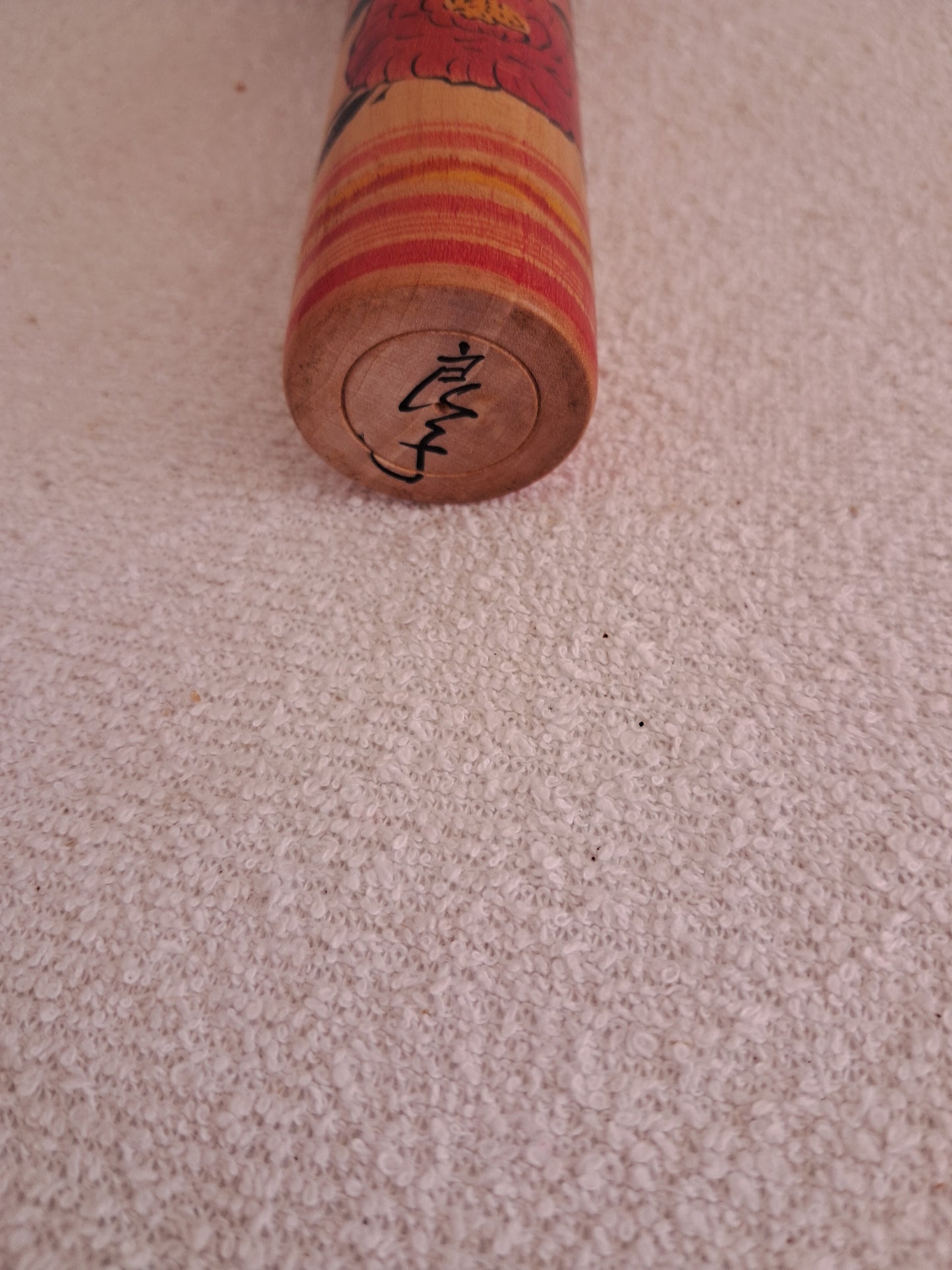 Vintage Togatta kokeshi by female artisan Sato Ryoko (1939~)