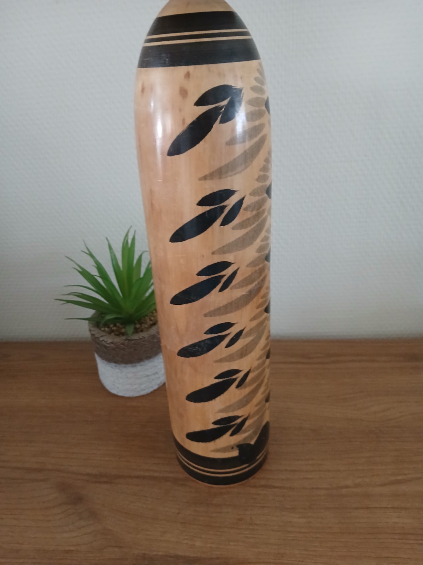 XL Vintage traditional monochrome Togatta kokeshi by Asukura