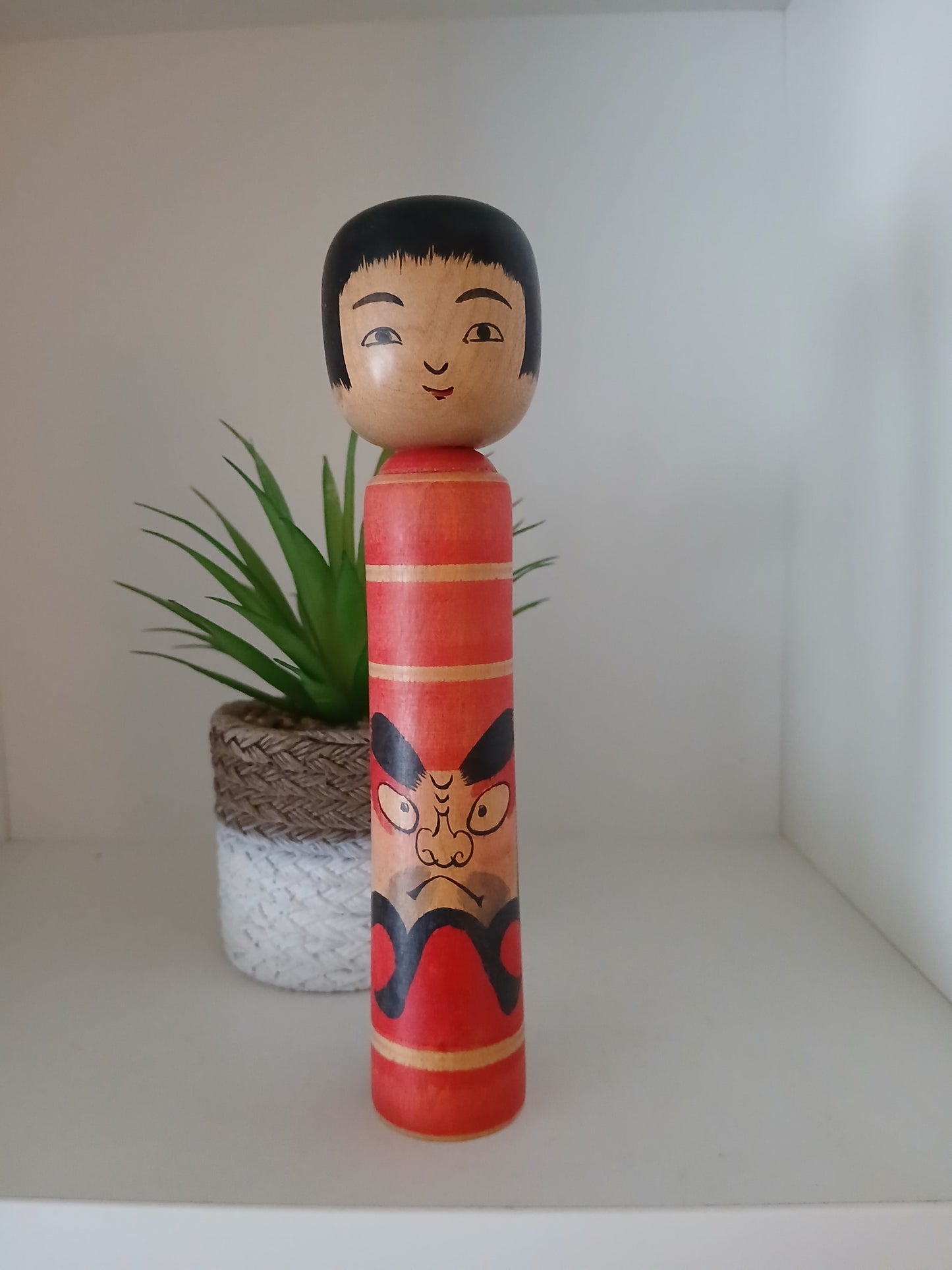 Vintage traditional Tsugaru kokeshi with Daruma