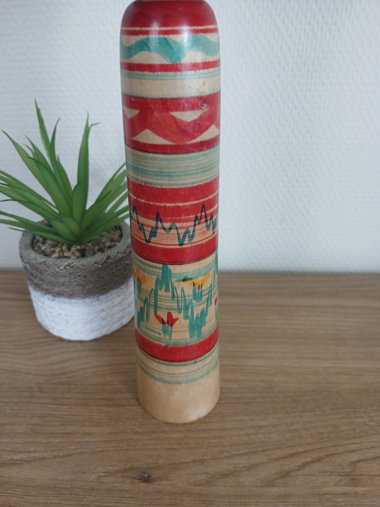 Vintage big Tsuchiyu Kokeshi by Jinnohara Kazunori with hat
