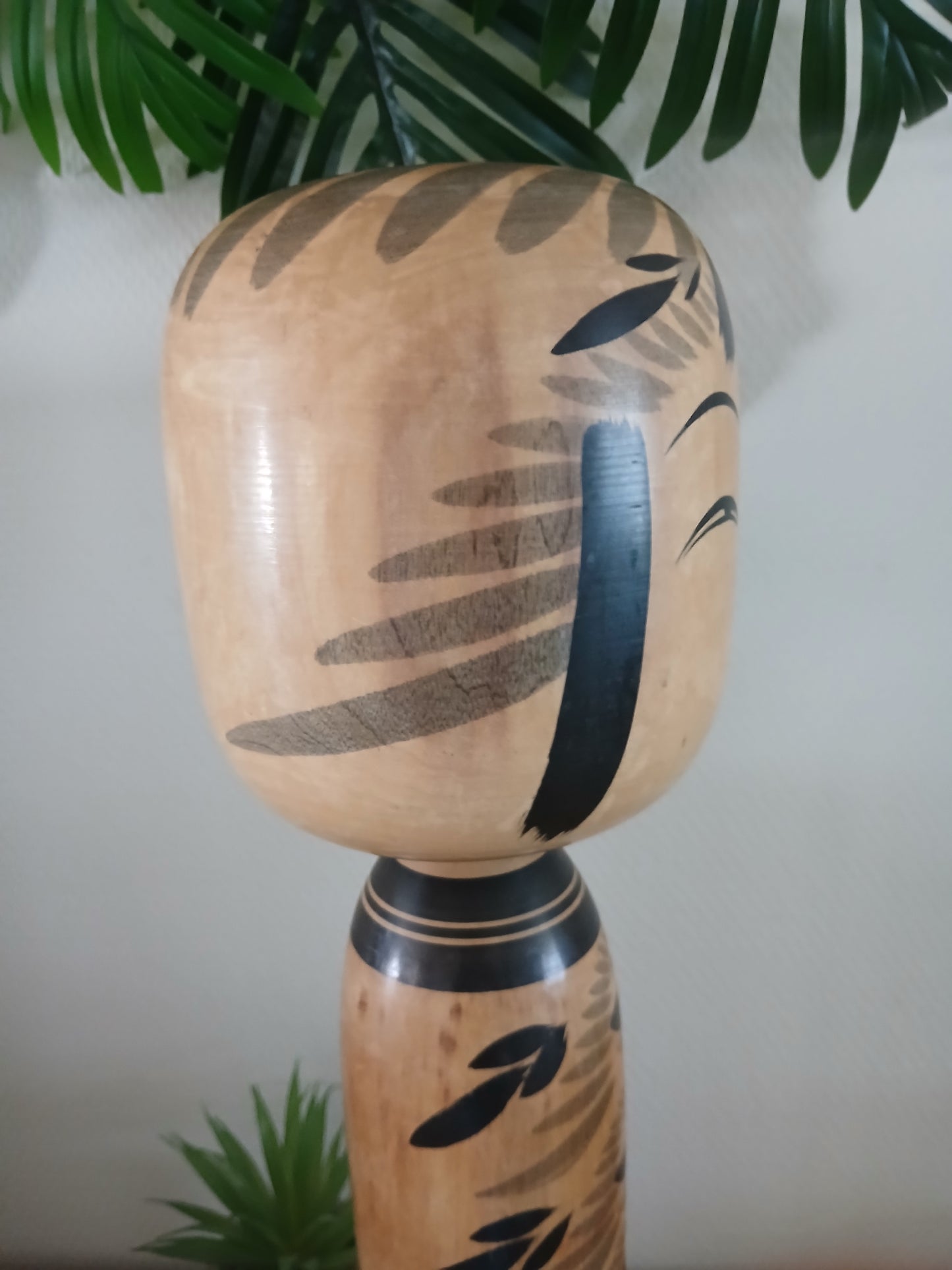 XL Vintage traditional monochrome Togatta kokeshi by Asukura
