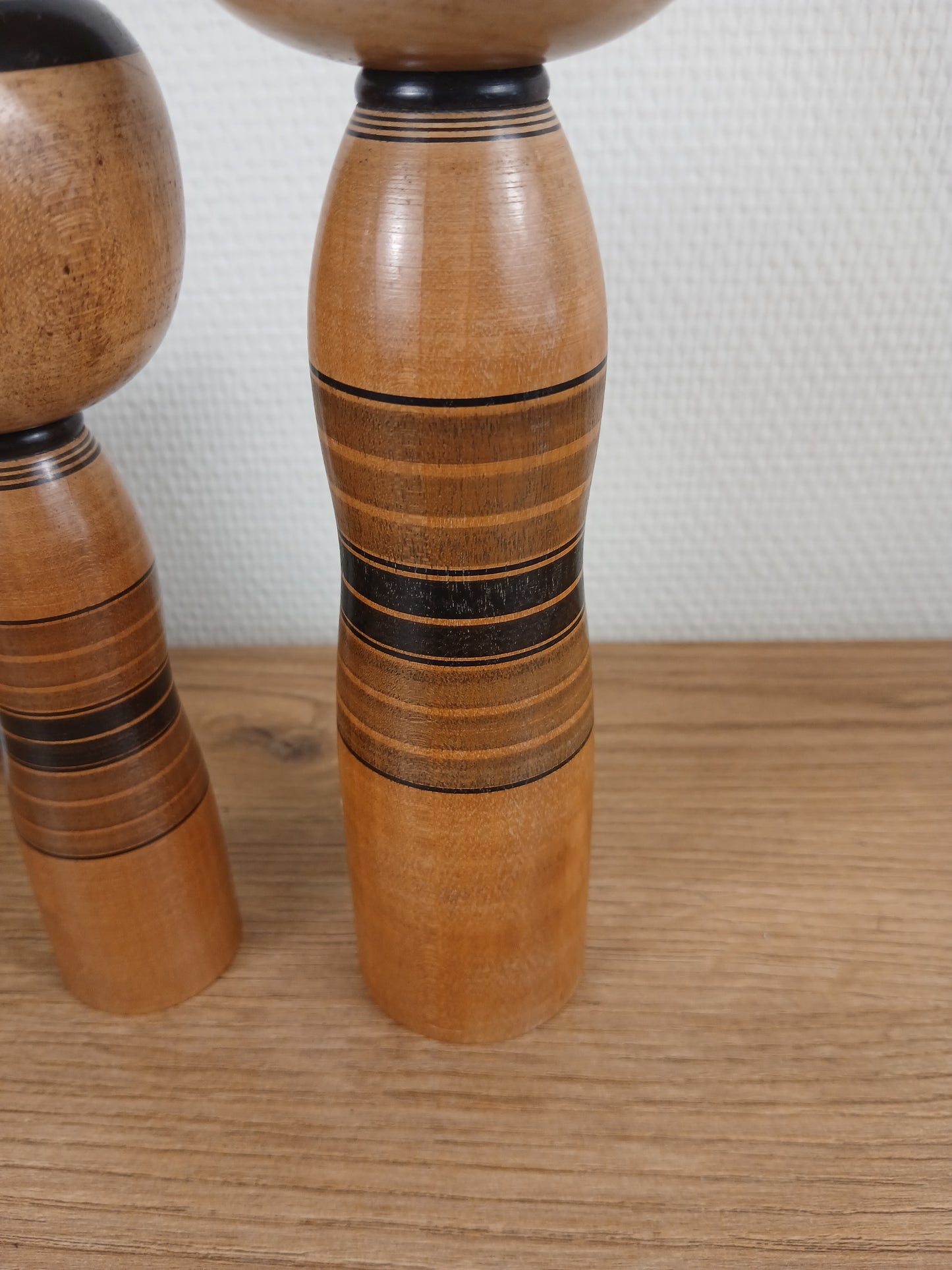 Vintage set off 2 black monochrome Yajiro kokeshi
