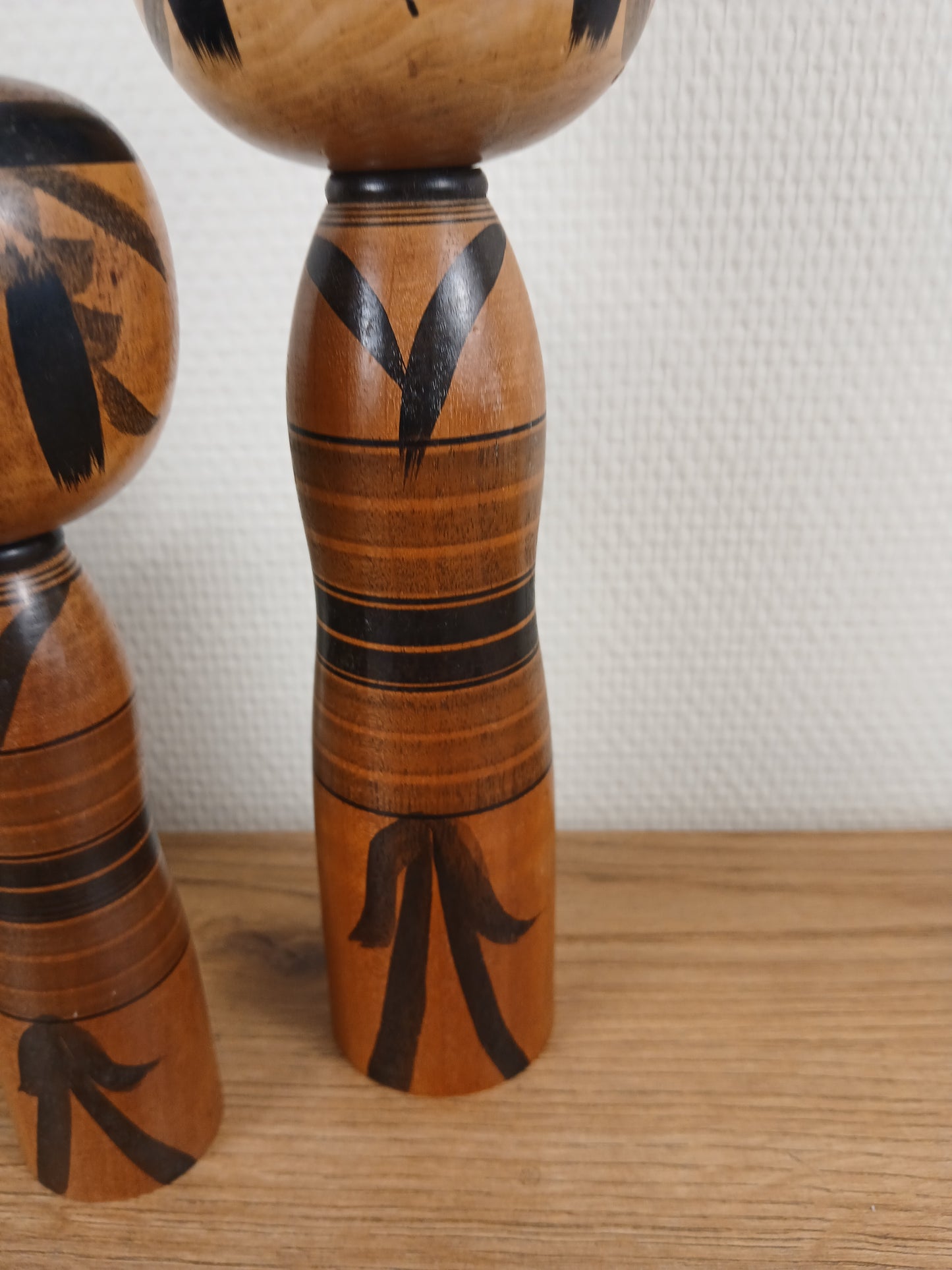 Vintage set off 2 black monochrome Yajiro kokeshi