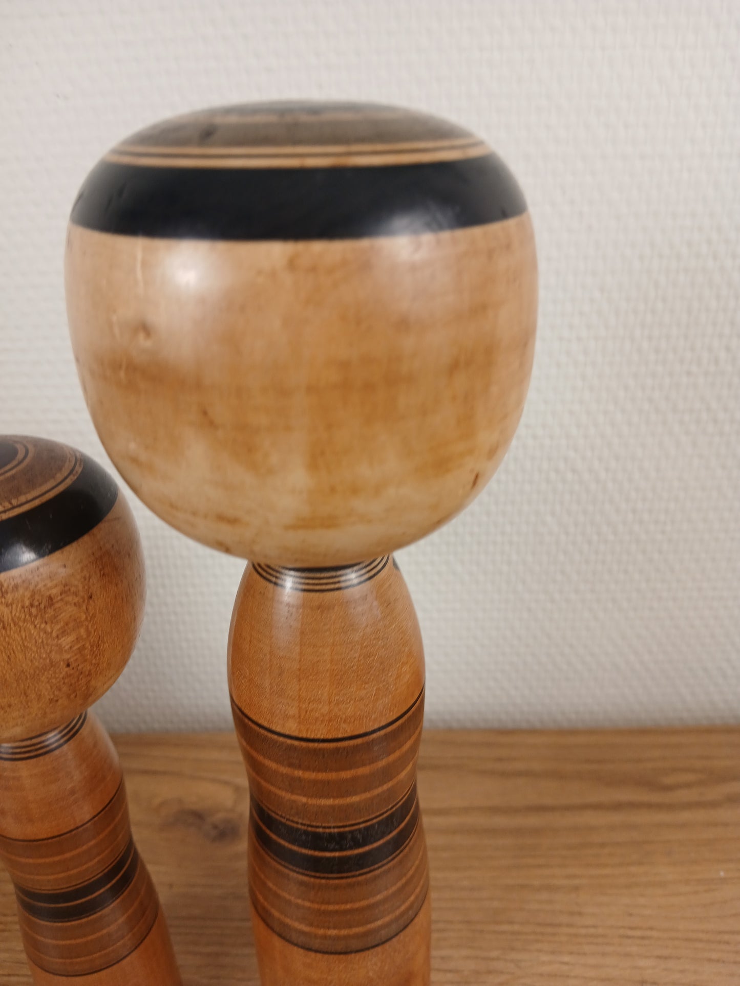 Vintage set off 2 black monochrome Yajiro kokeshi