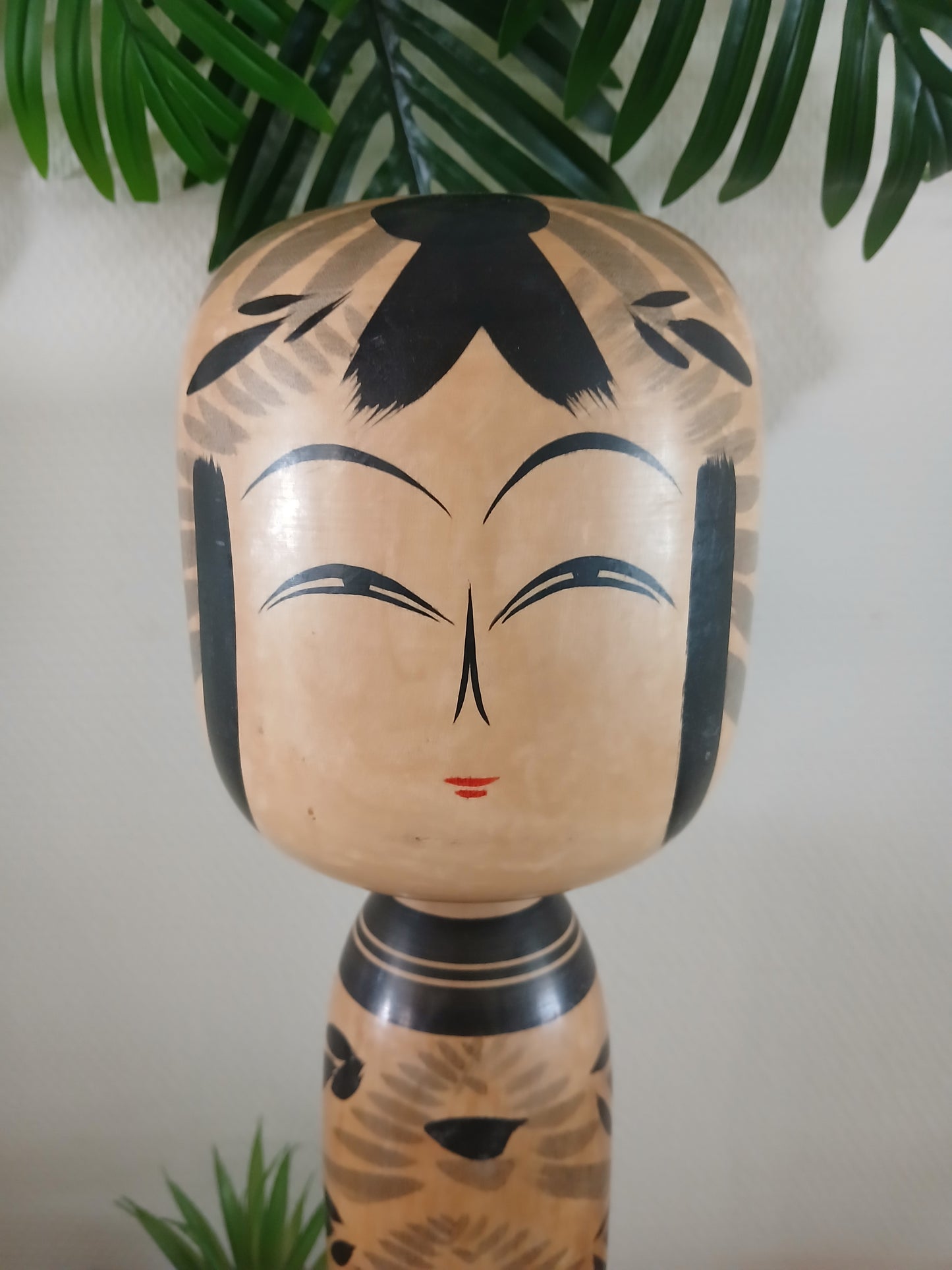 XL Vintage traditional monochrome Togatta kokeshi by Asukura