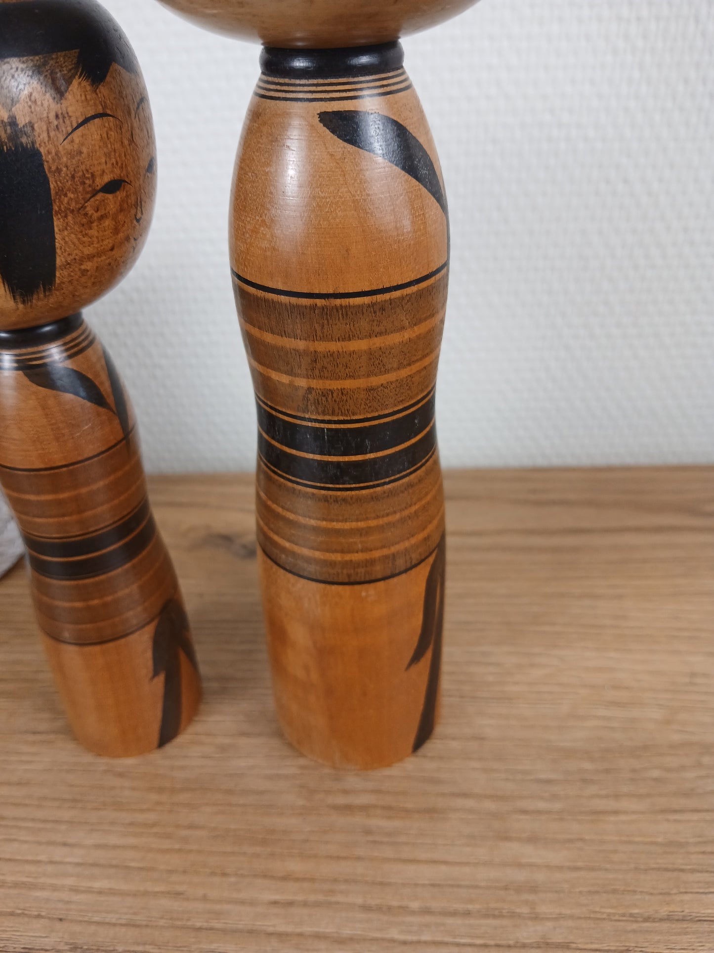 Vintage set off 2 black monochrome Yajiro kokeshi