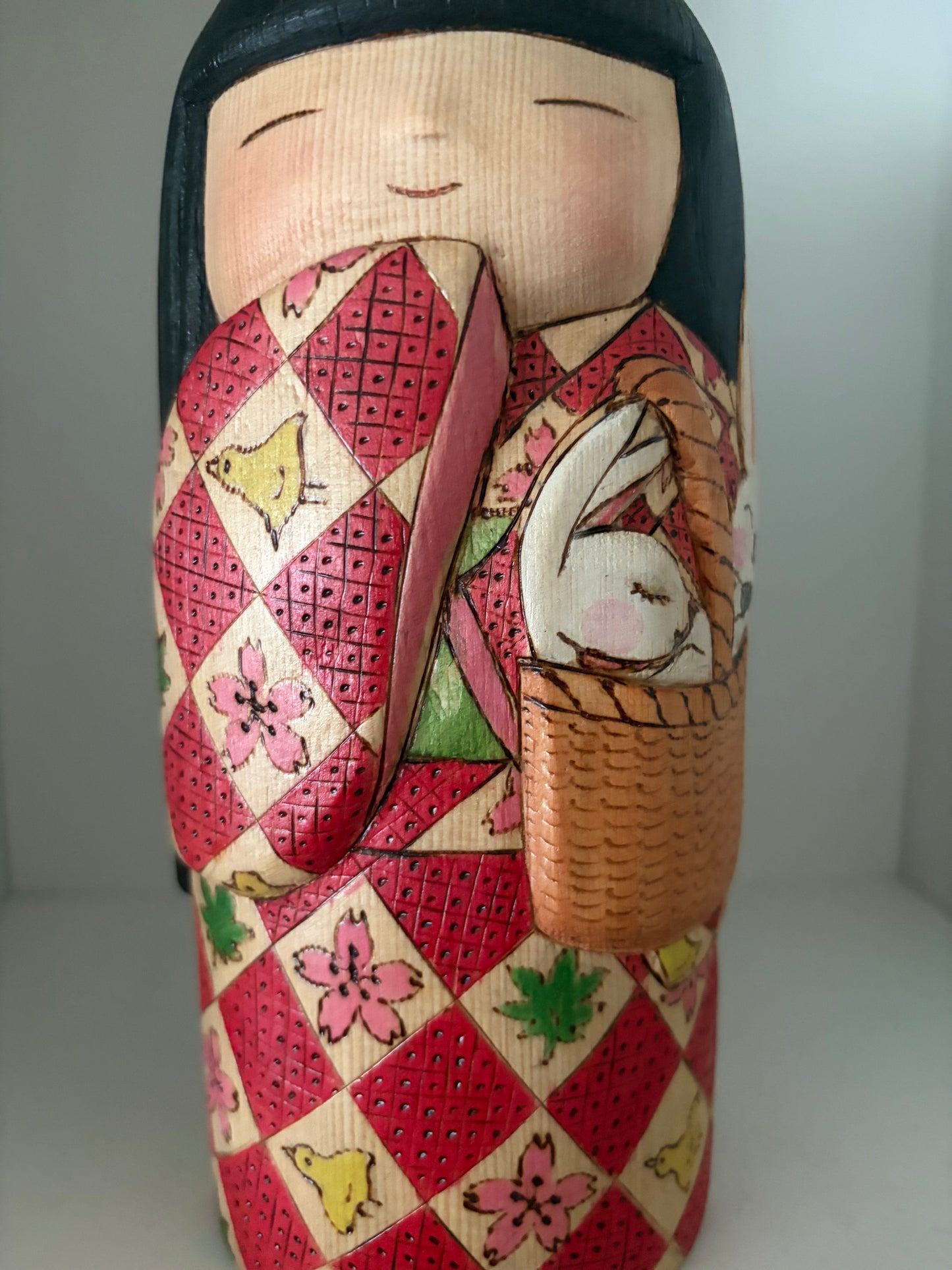 Modern Sosaku kokeshi by Yuko Yamazaki is part of her Easter Series - With box