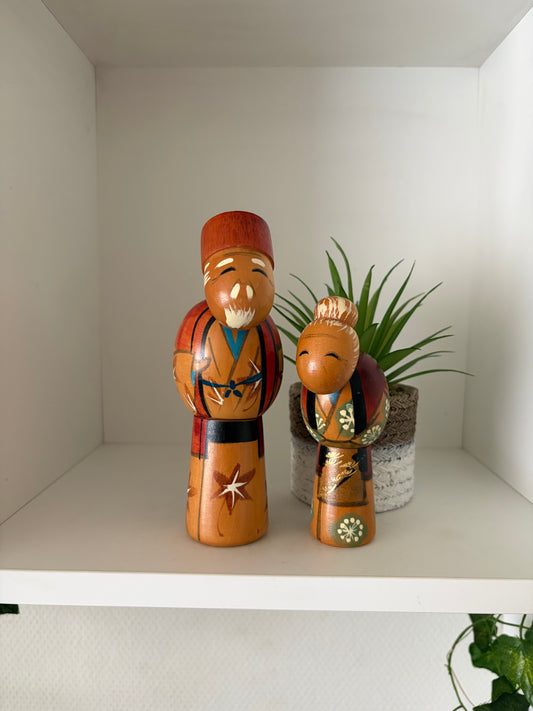 Vintage set creative kokeshi by Hajime Miyashita (1940-)