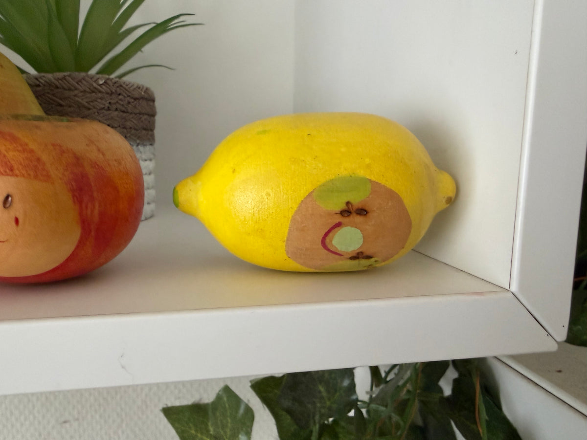 Rare vintage set of mixed fruits kokeshi by Hiroe Fukushima