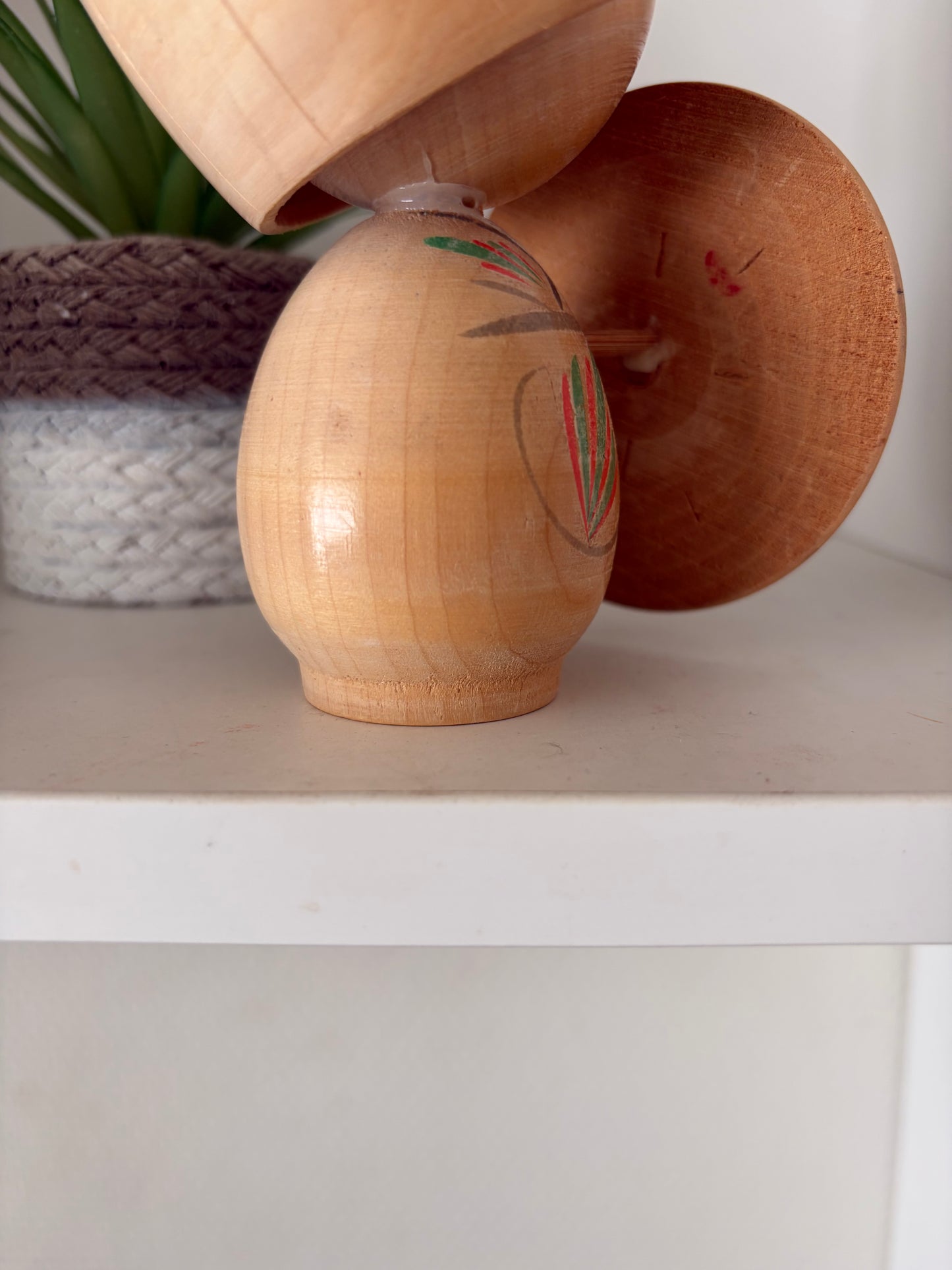 Cute vintage Sosaku kokeshi by Waichi with umbrella