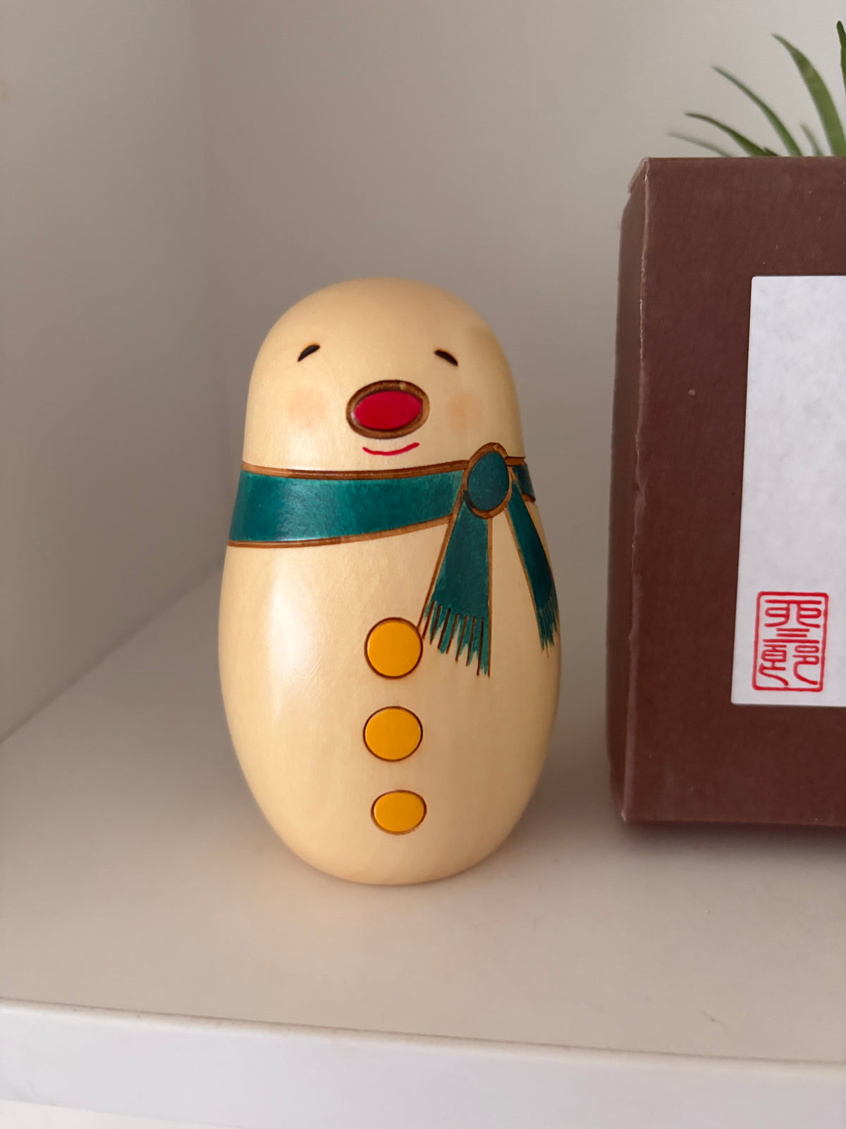 Sosaku Kokeshi Snowman made by Usaburo - With original box.