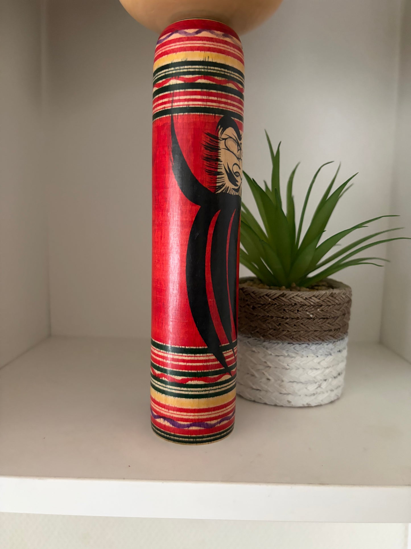 Vintage Togatta Kokeshi with Daruma made by Morimasa Sato (1926-2017)