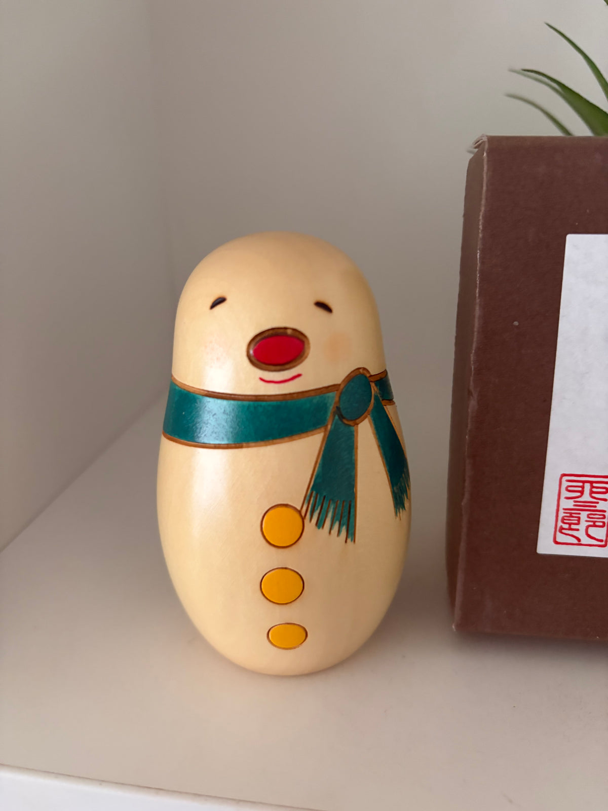 Sosaku Kokeshi Snowman made by Usaburo - With original box.