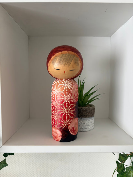 Vintage Sosaku Kokeshi entitled “Kanako - Flower Girl” by Watanabe Masao (1917-2007)