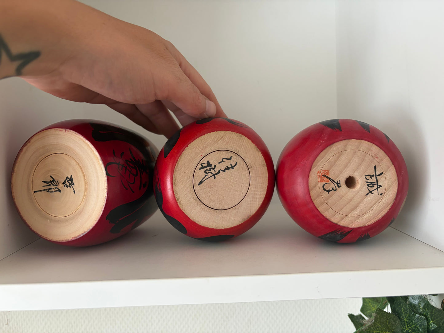 Complete first edition collection of 10 Daruma kokeshi by the Sony Family Club