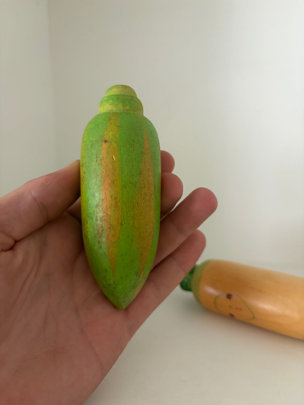 Rare vintage mix of vegetables kokeshi by Hiroe Fukushima
