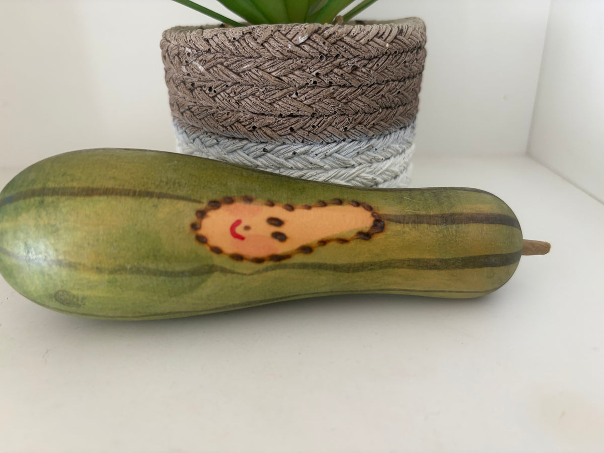 Rare cucumber kokeshi by Hiroe Fukushima