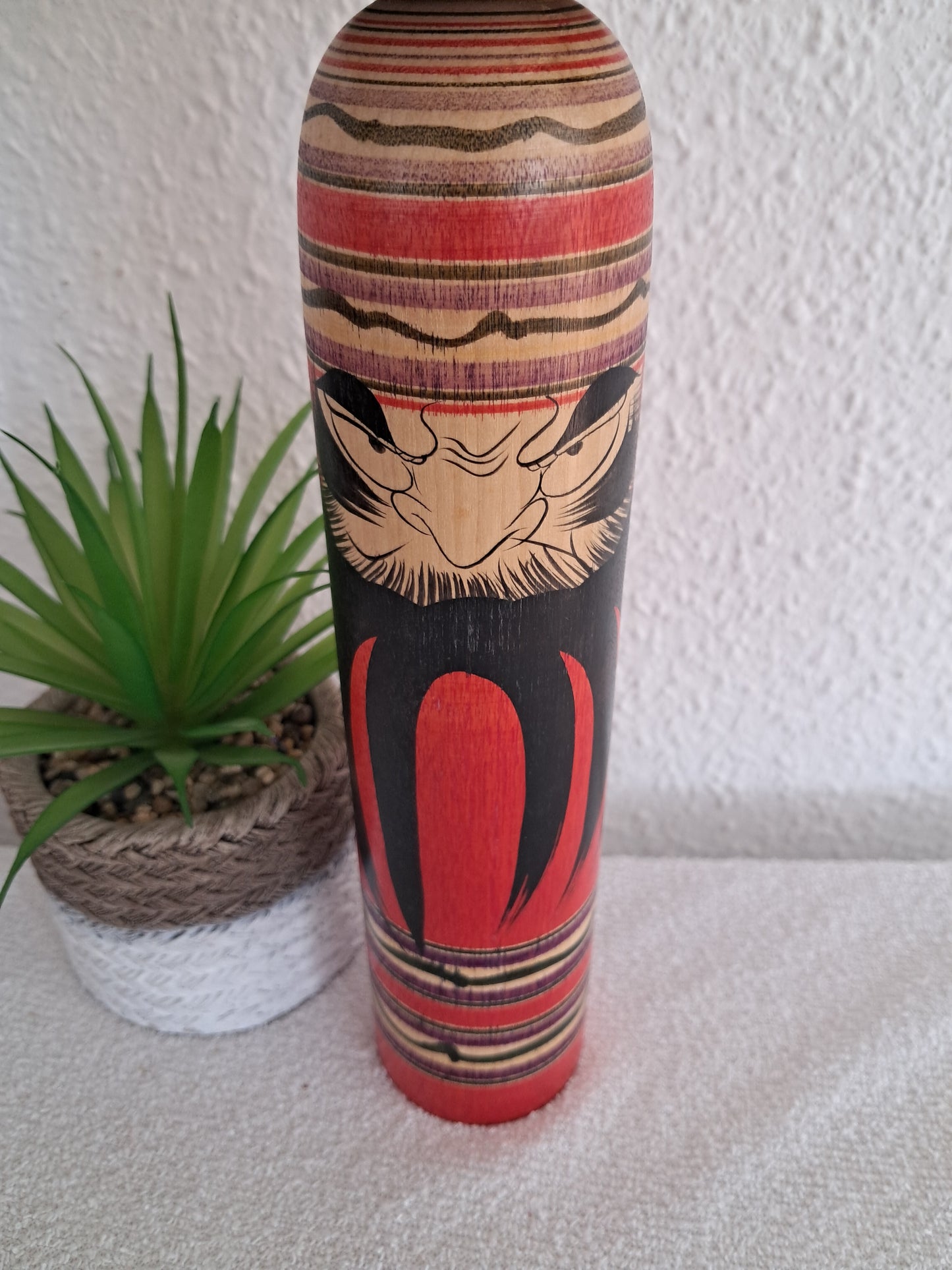 Vintage Togatta Kokeshi with Daruma made by Morimasa Sato (1926-2017)