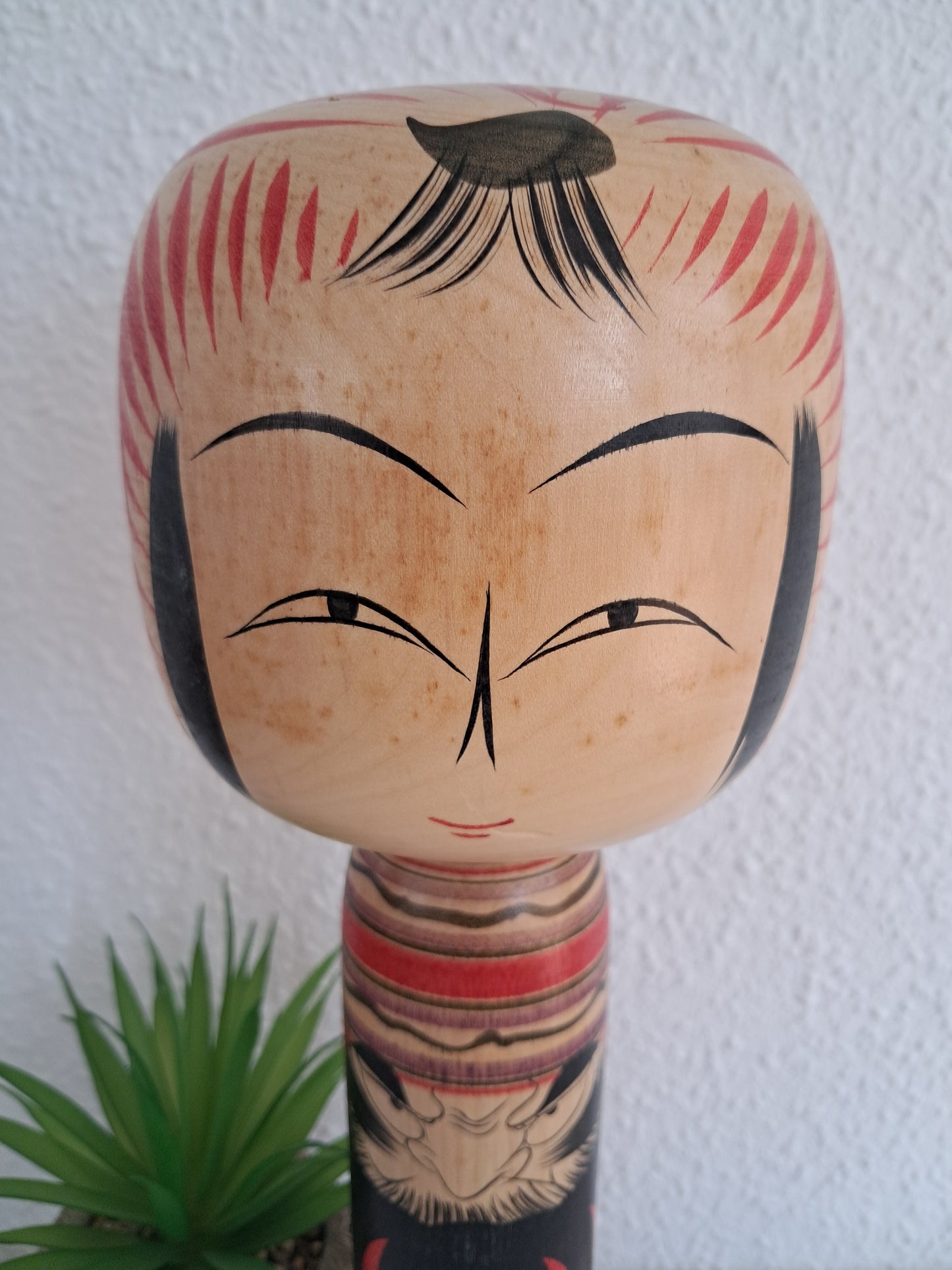 Vintage Togatta Kokeshi with Daruma made by Morimasa Sato (1926-2017)