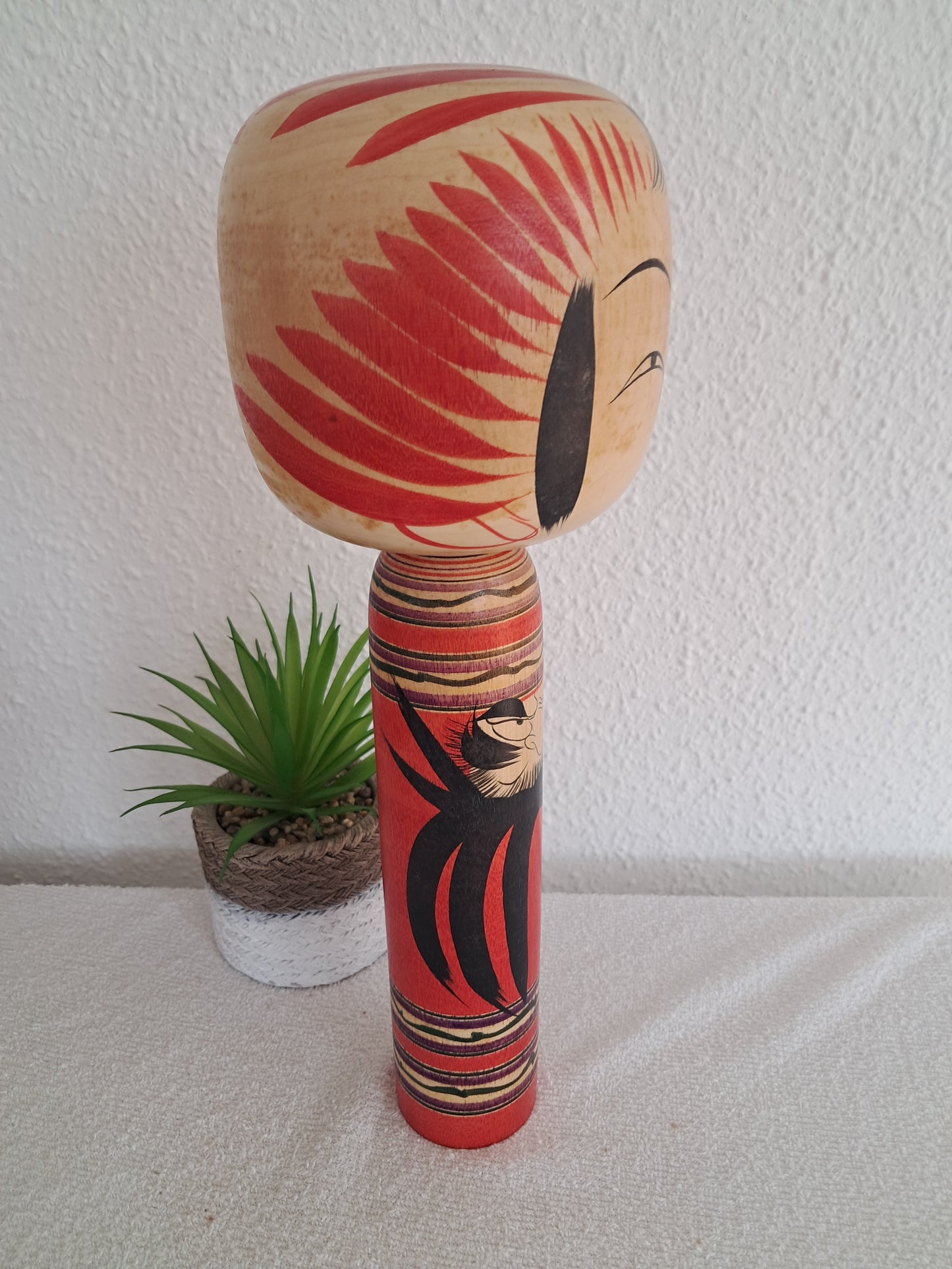 Vintage Togatta Kokeshi with Daruma made by Morimasa Sato (1926-2017)