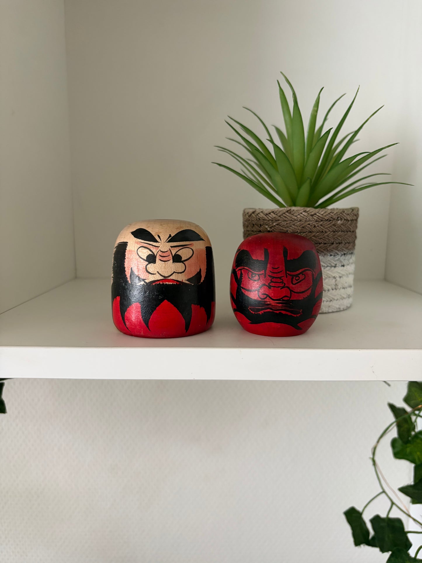 Set of 2 vintage Daruma kokeshi.
