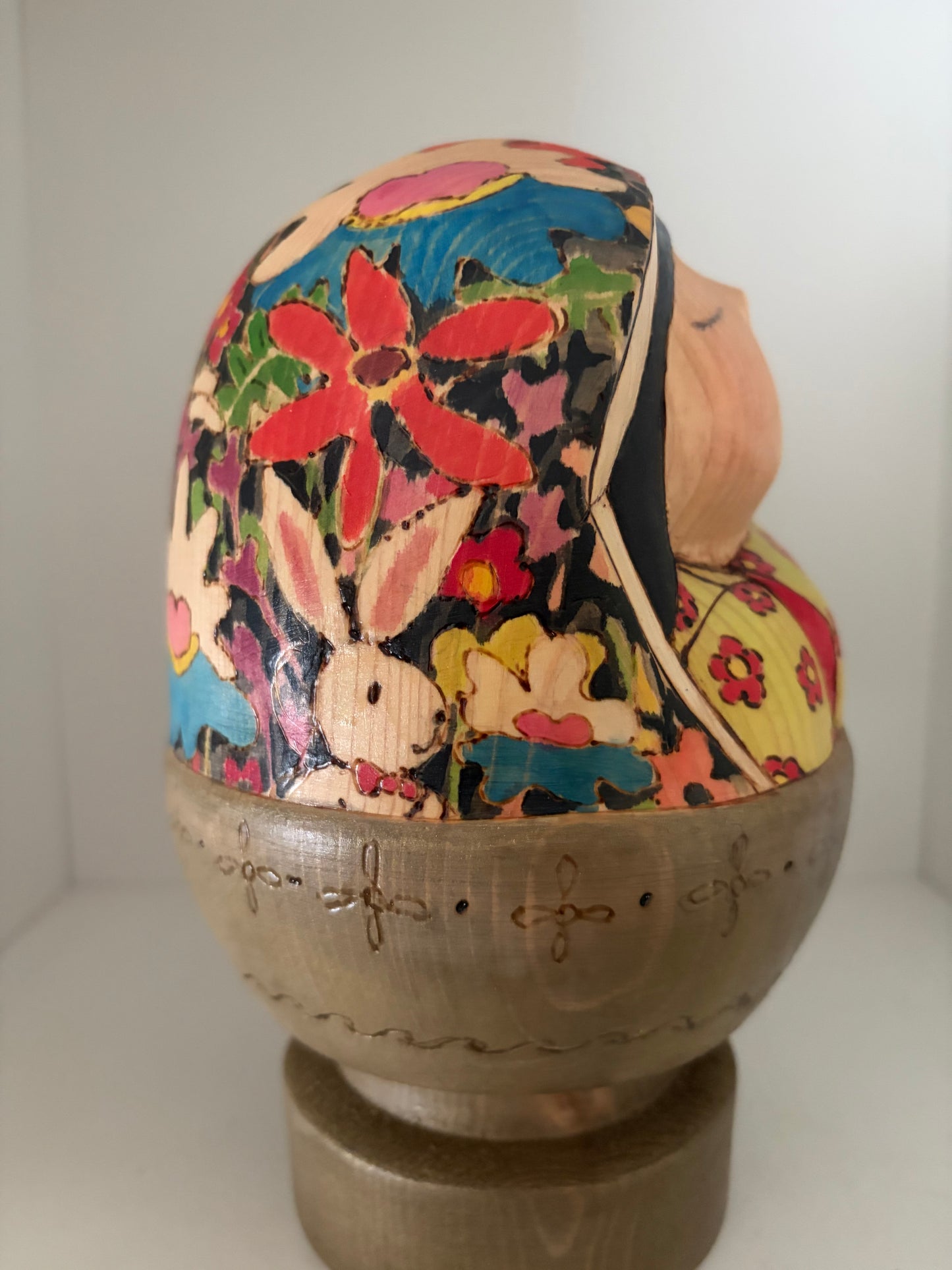 Modern Sosaku kokeshi by Yuko Yamazaki is part of her Easter Series - With box