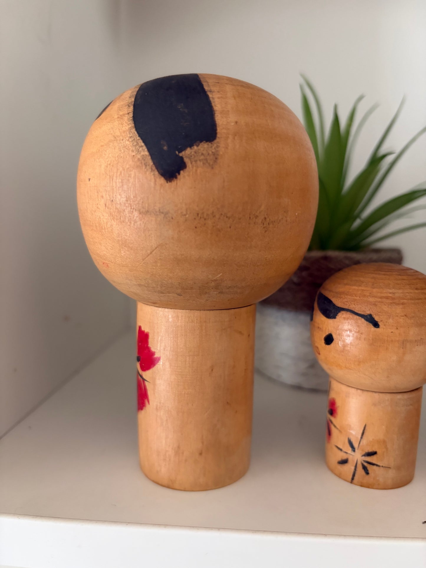 Rare Vintage set off two Creative Kokeshi by renowned artisan Ikuyoshi Yokozuka