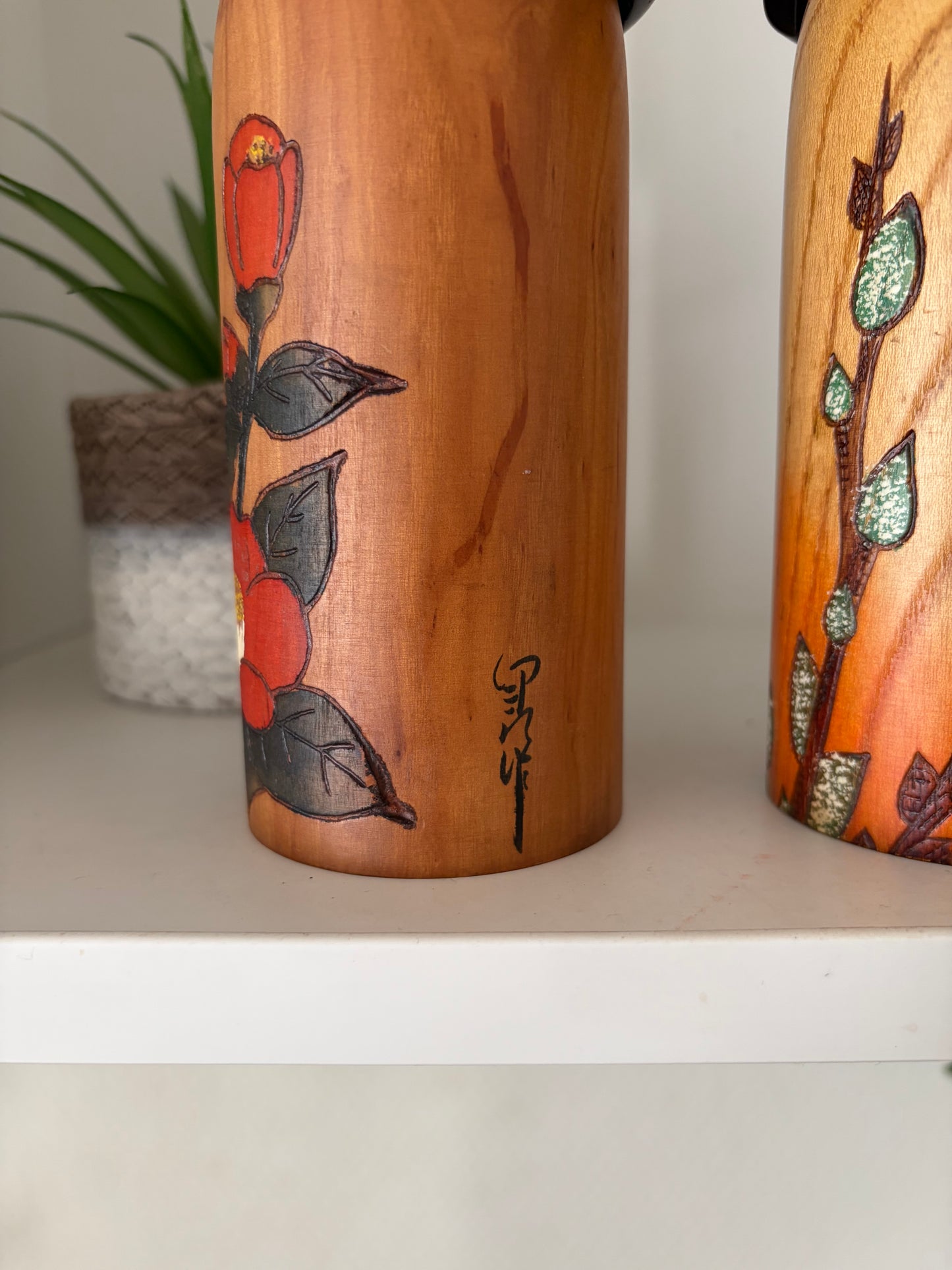 Set of two vintage Gumma kokeshi by Usaburo