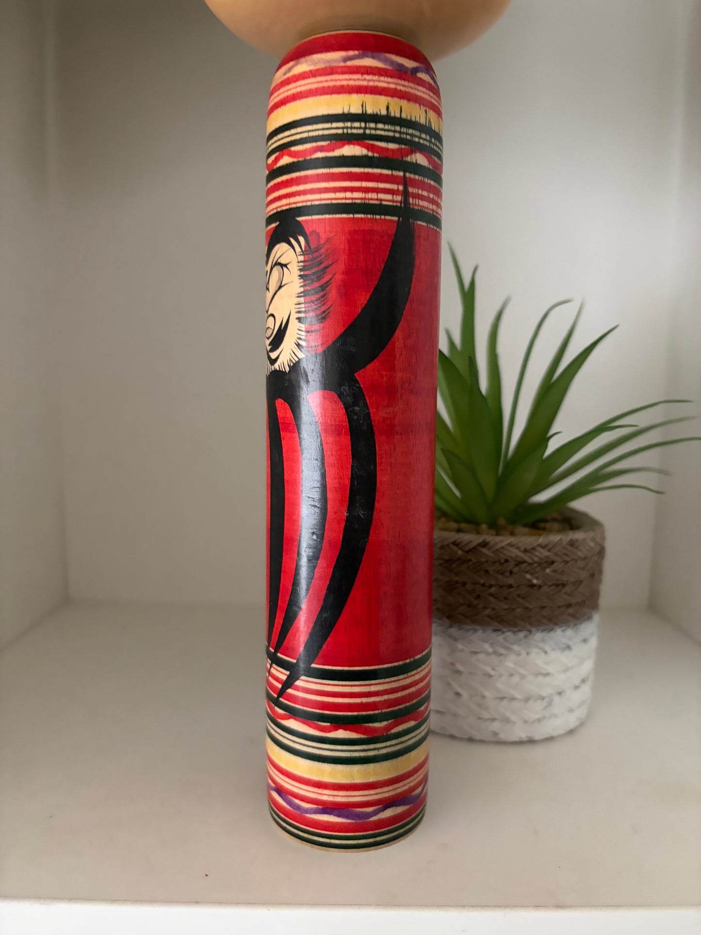 Vintage Togatta Kokeshi with Daruma made by Morimasa Sato (1926-2017)