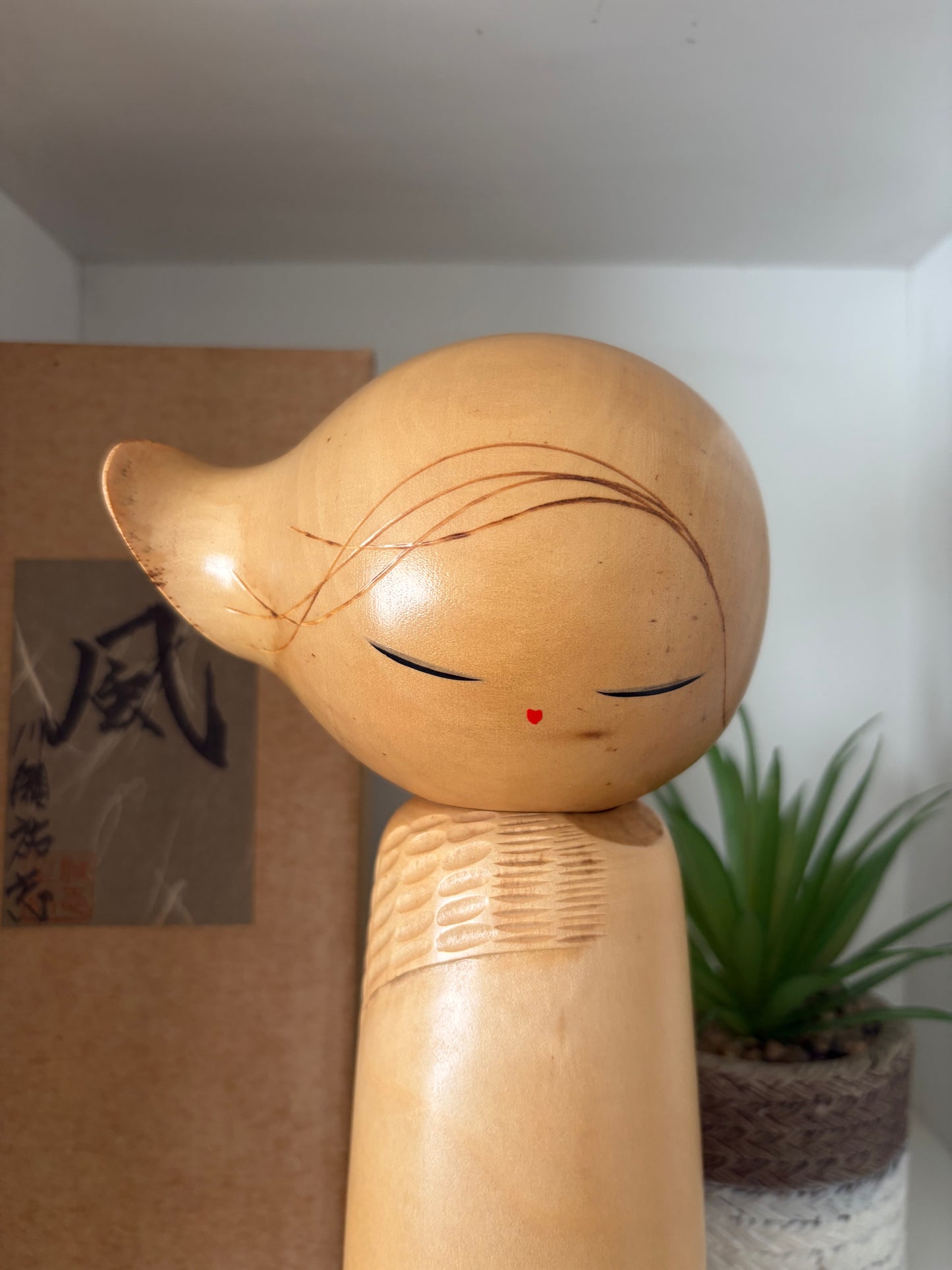 Rare vintage Sosaku kokeshi by Yuji Kawase (1925-) with original box