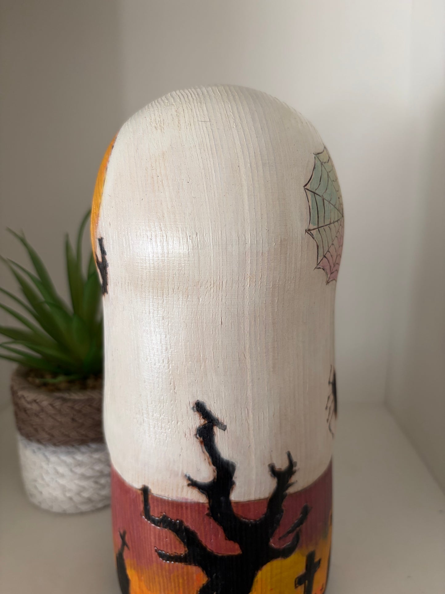 Modern Sosaku kokeshi by Yuko Yamazaki is part of her Halloween Series - With box