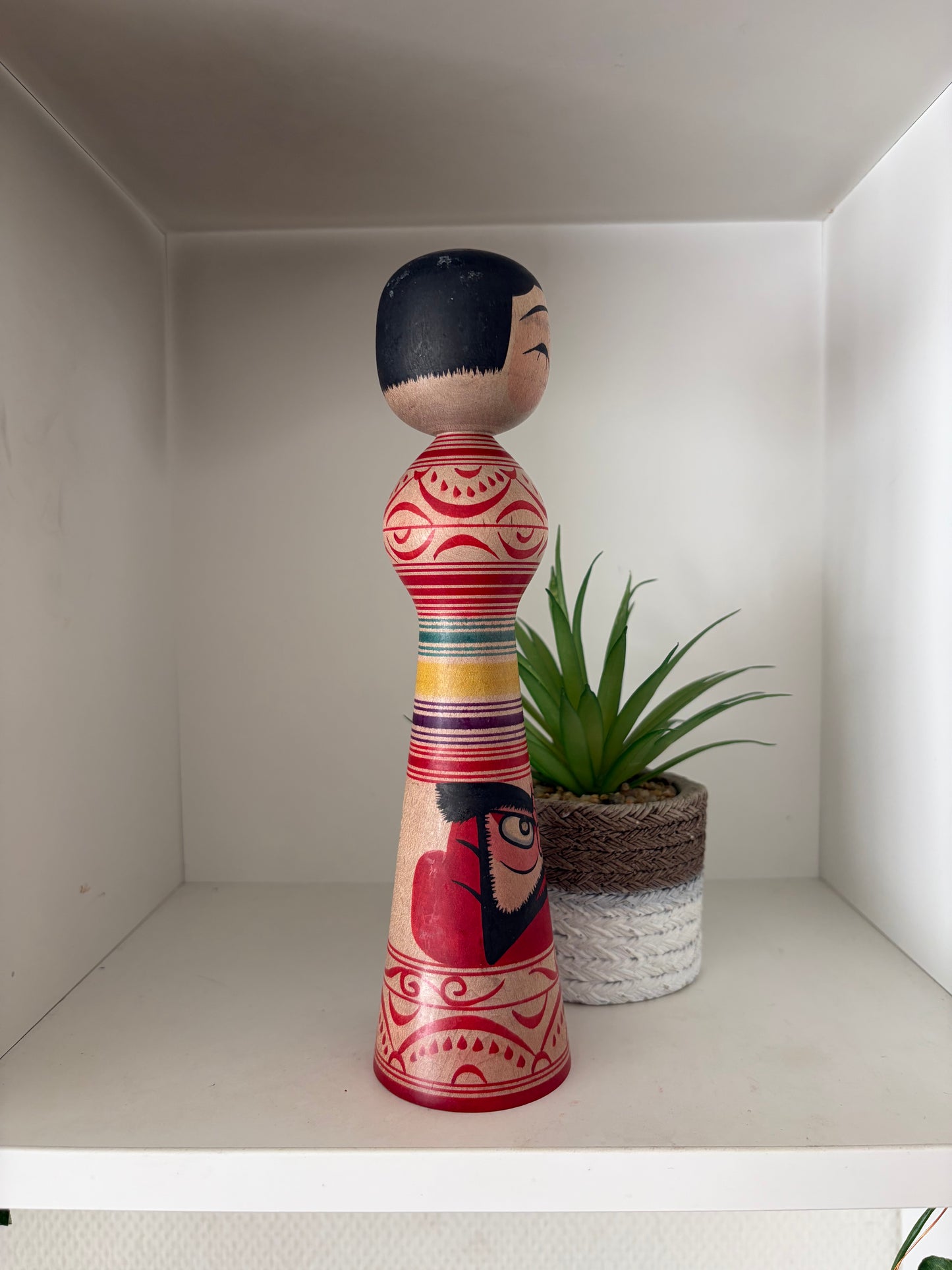 Vintage Traditional Tsugaru kokeshi with Daruma by Mitsuo Mori.