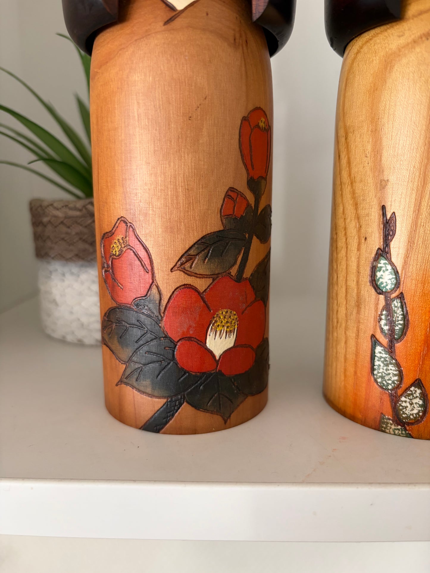 Set of two vintage Gumma kokeshi by Usaburo