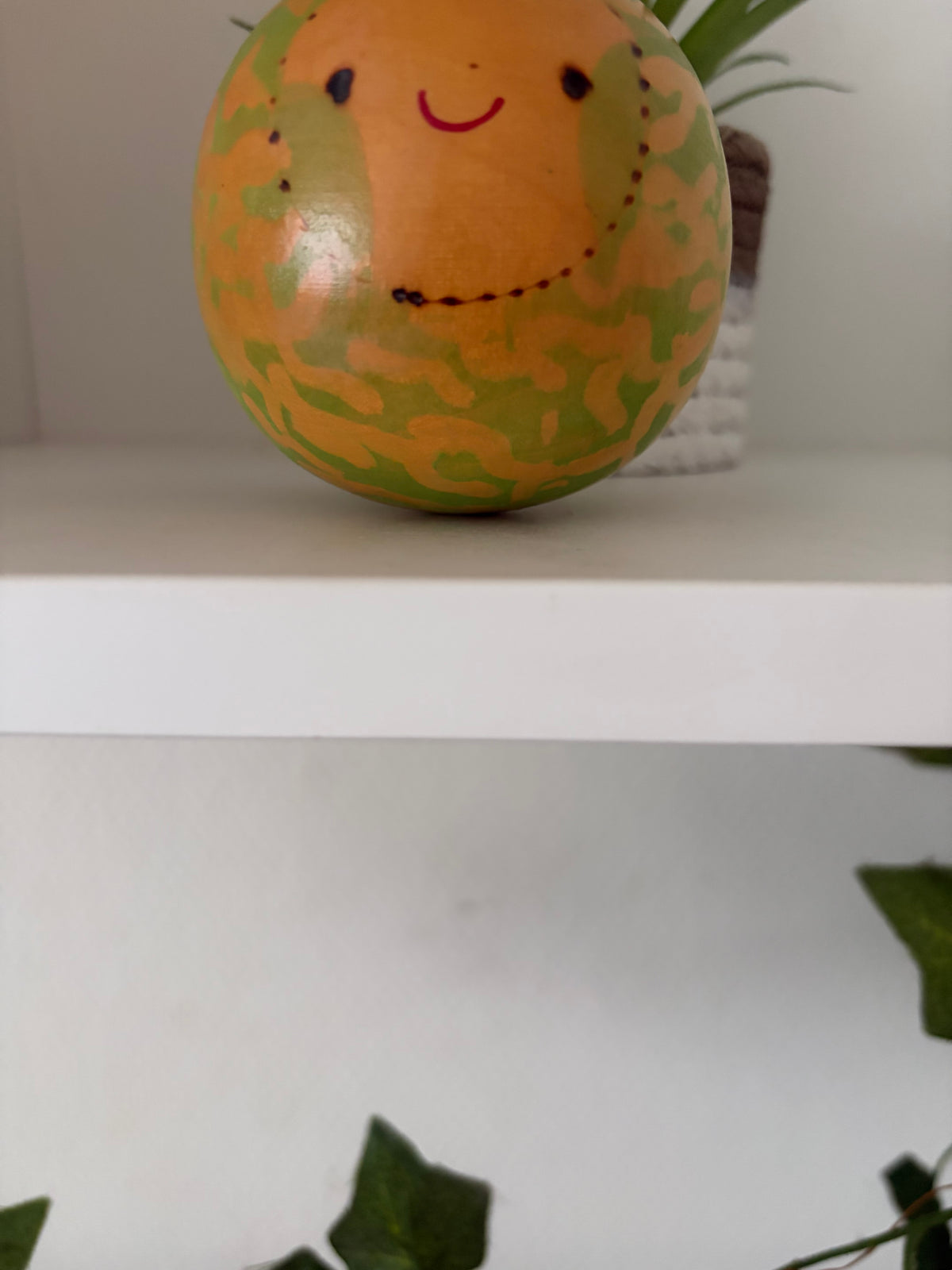 Rare vintage melon kokeshi by Hiroe Fukushima