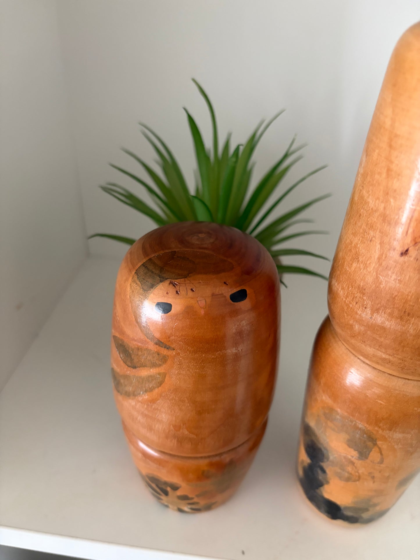 Rare Vintage set off two Creative Kokeshi by renowned artisan Ikuyoshi Yokozuka
