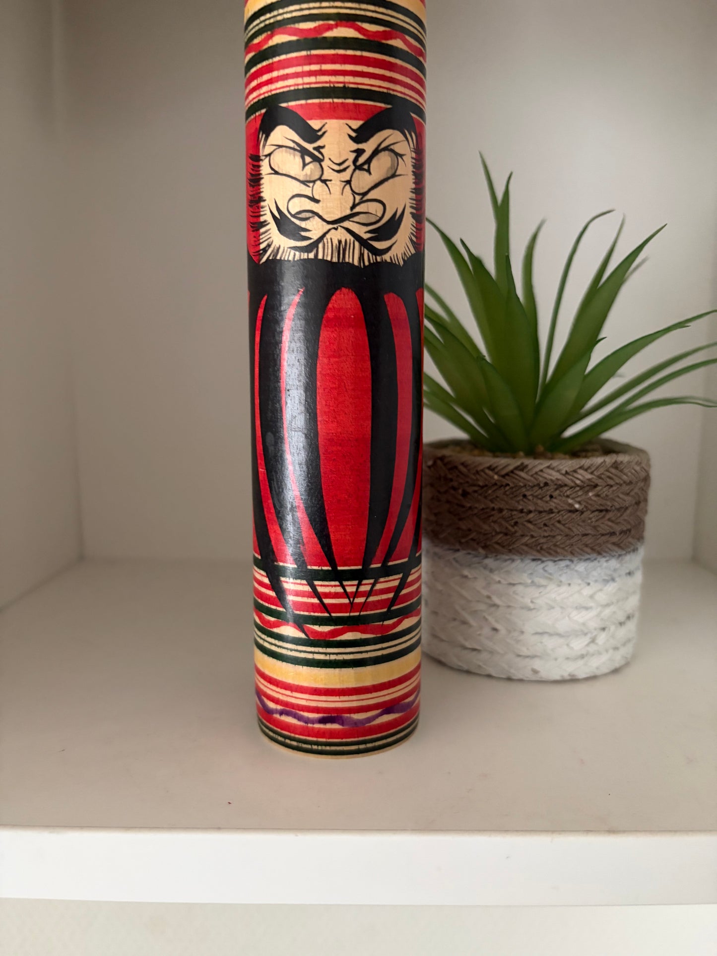 Vintage Togatta Kokeshi with Daruma made by Morimasa Sato (1926-2017)