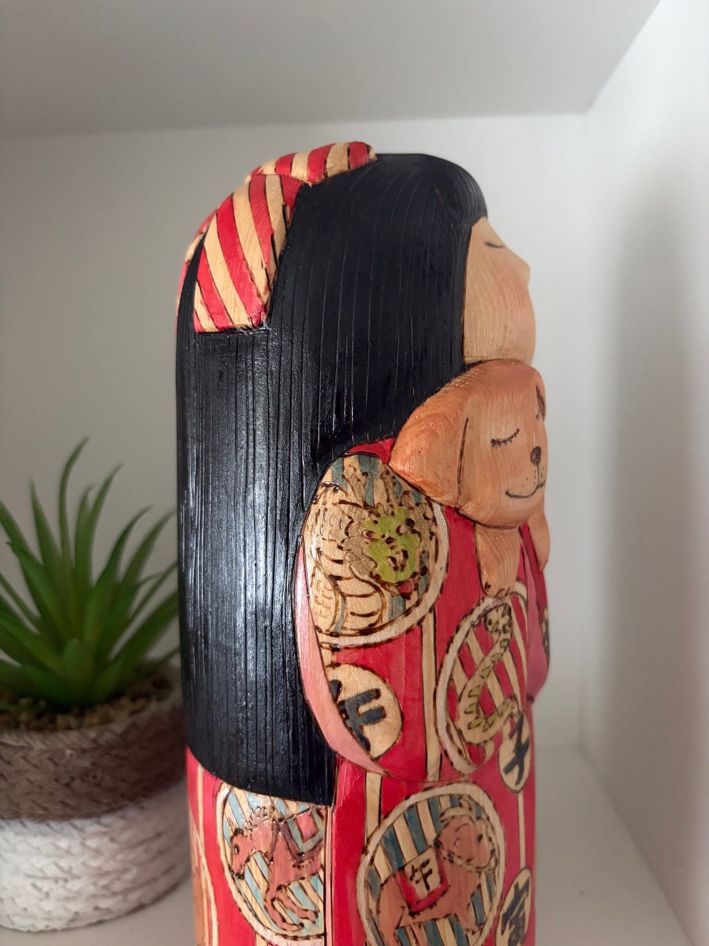 Unique Modern Sosaku kokeshi by Yuko Yamazaki - With box