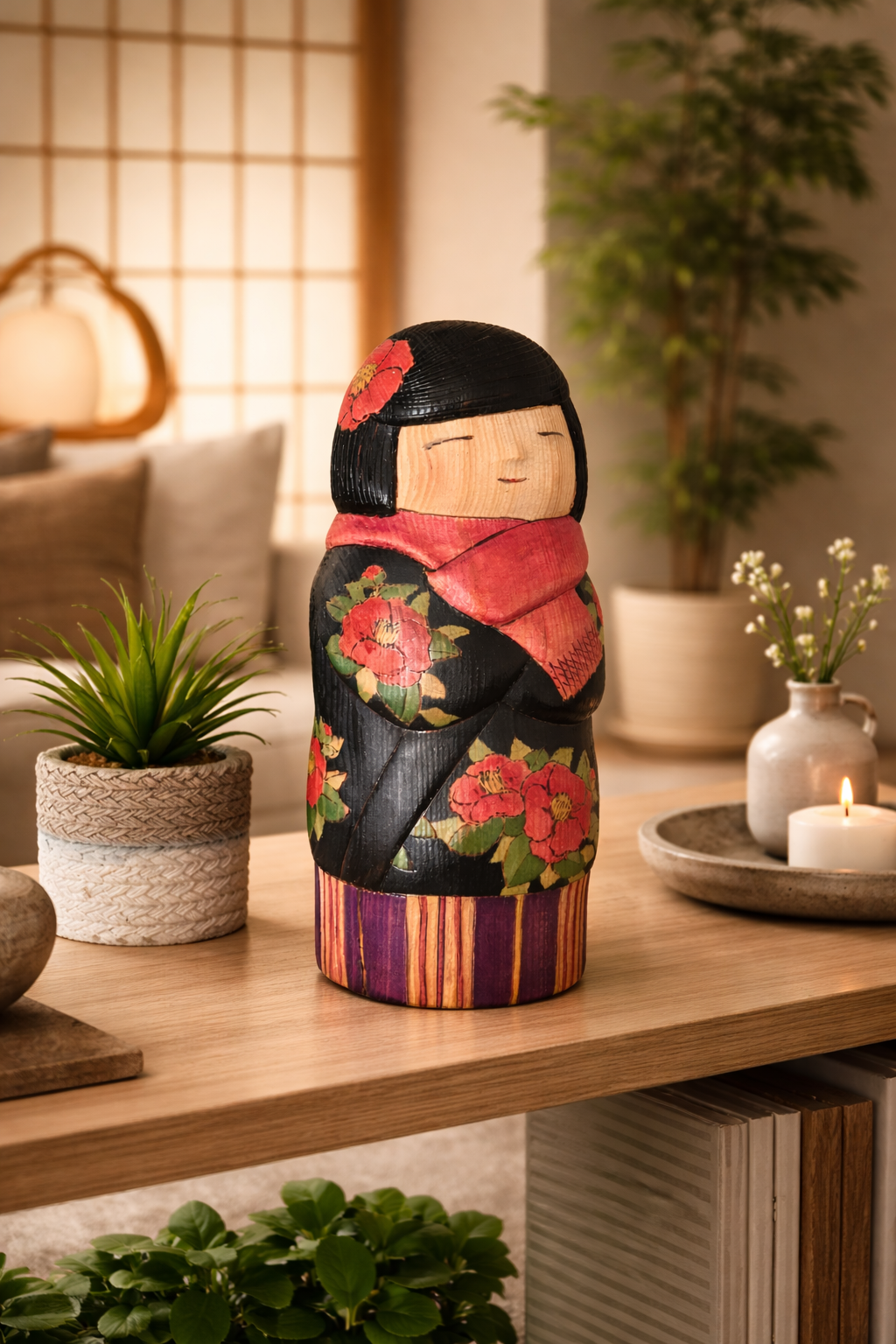 Unique Modern Sosaku kokeshi by Yuko Yamazaki - With box