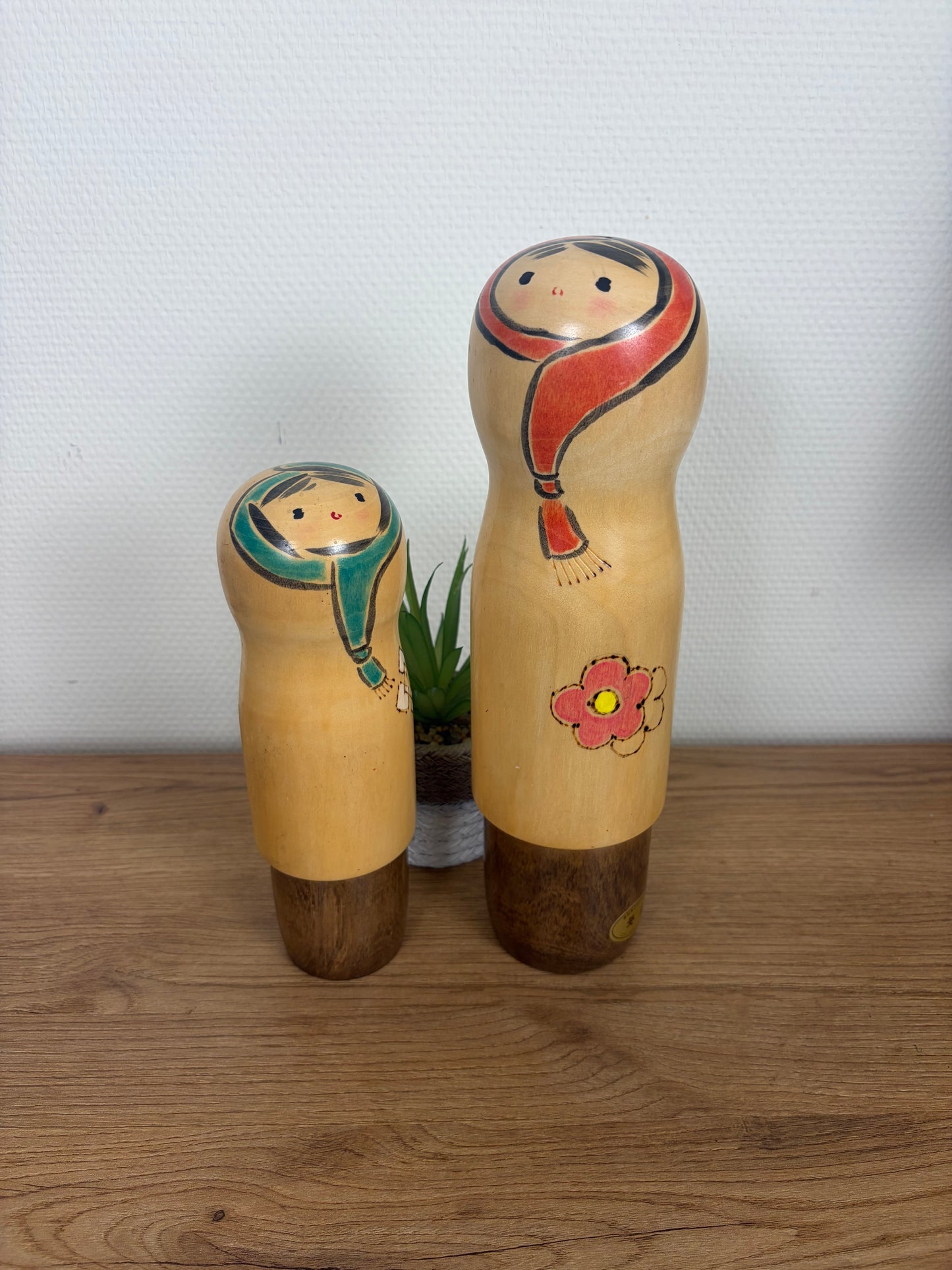Rare set of Sosaku kokeshi by Kaganuma Masayuki - Mother and child