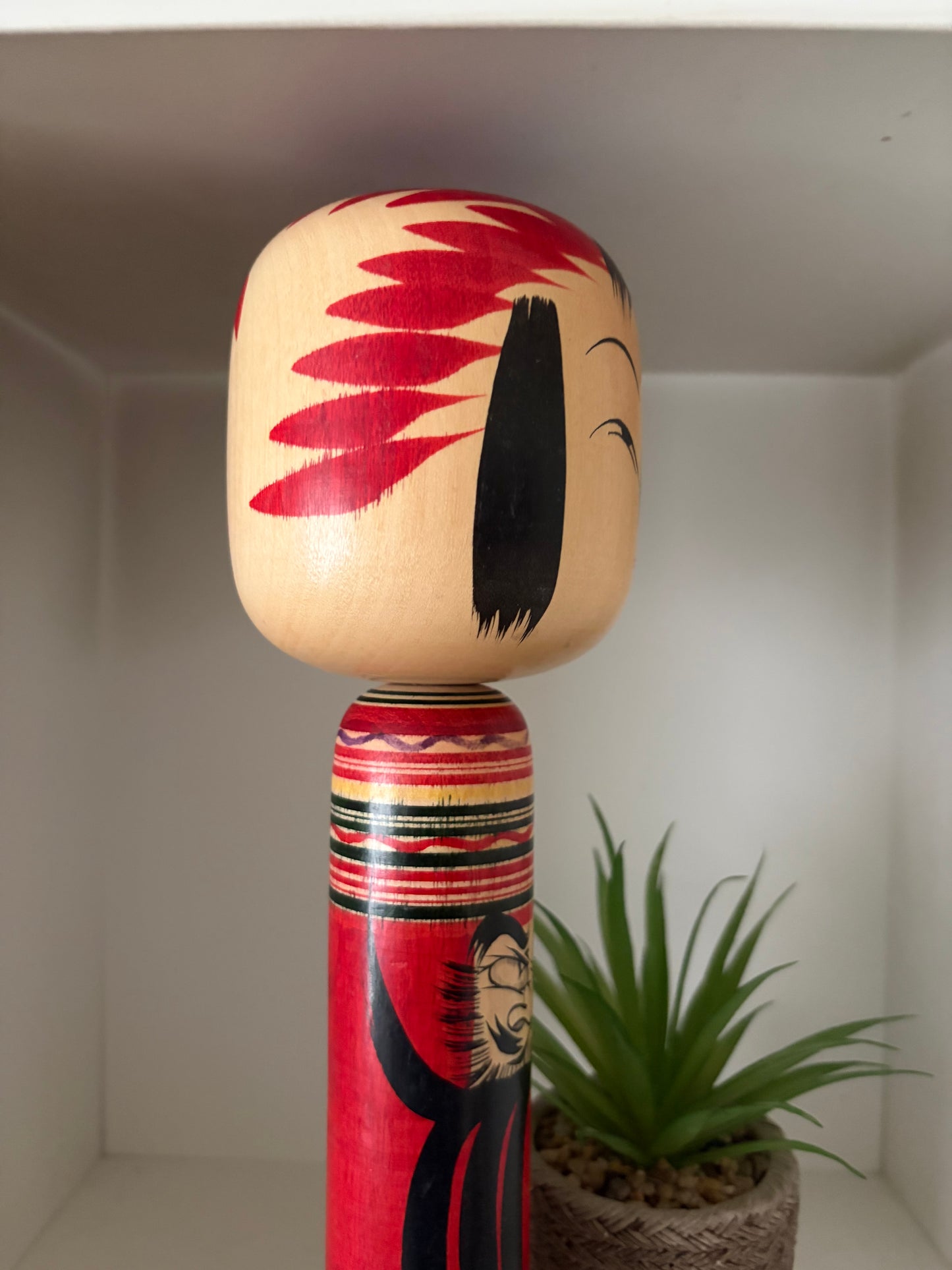 Vintage Togatta Kokeshi with Daruma made by Morimasa Sato (1926-2017)