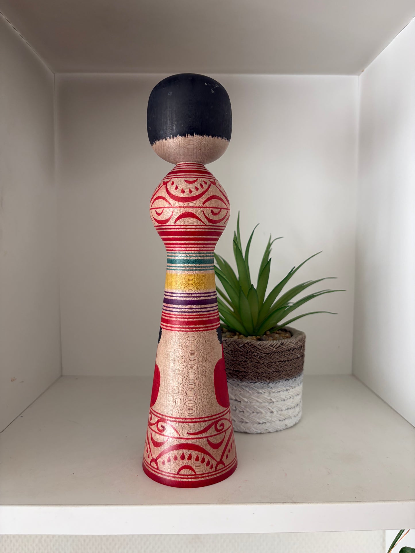 Vintage Traditional Tsugaru kokeshi with Daruma by Mitsuo Mori.