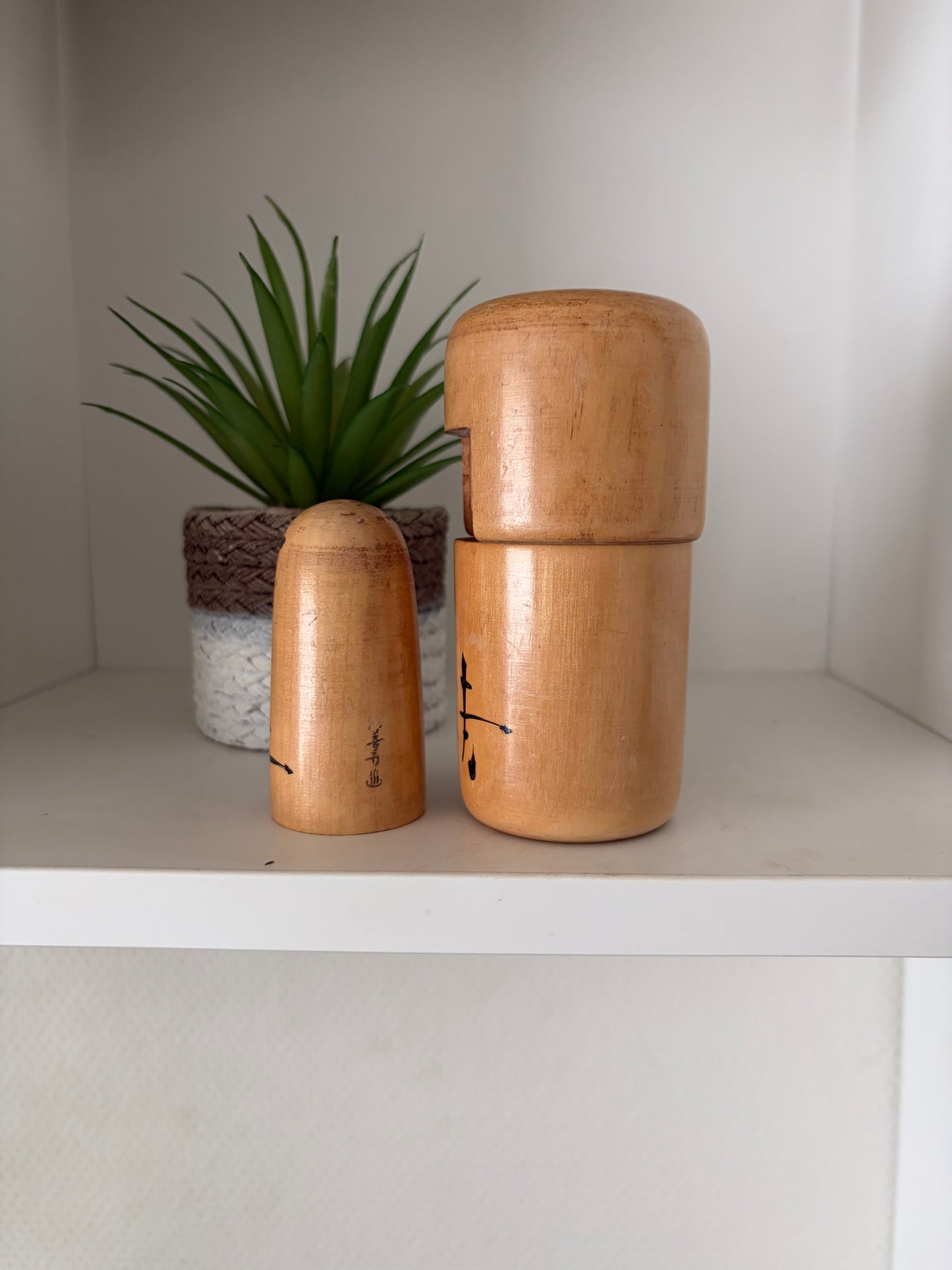 Rare Vintage set off two Creative Kokeshi by renowned artisan Ikuyoshi Yokozuka