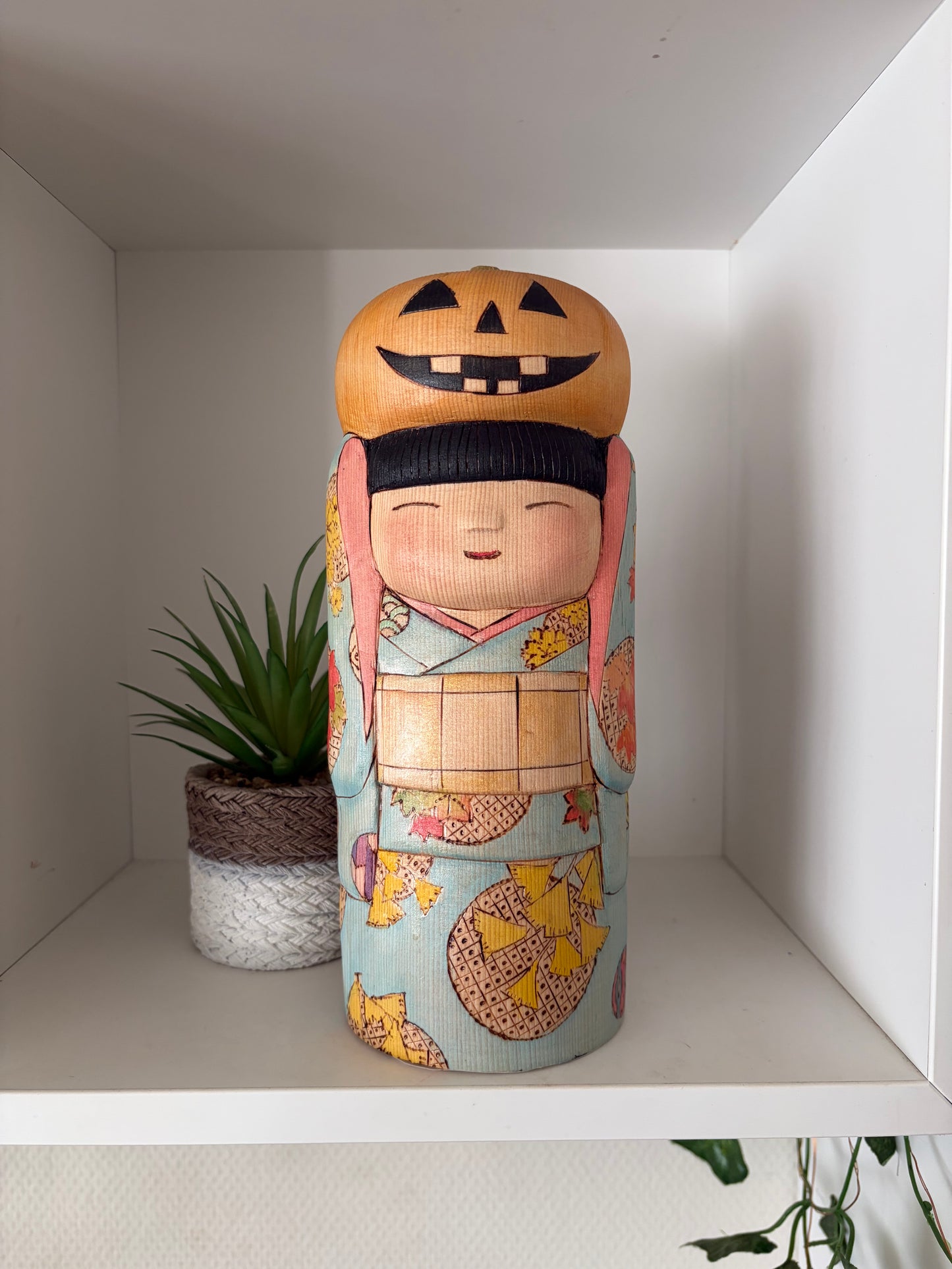 Modern Sosaku kokeshi by Yuko Yamazaki is part of her Halloween Series - With box