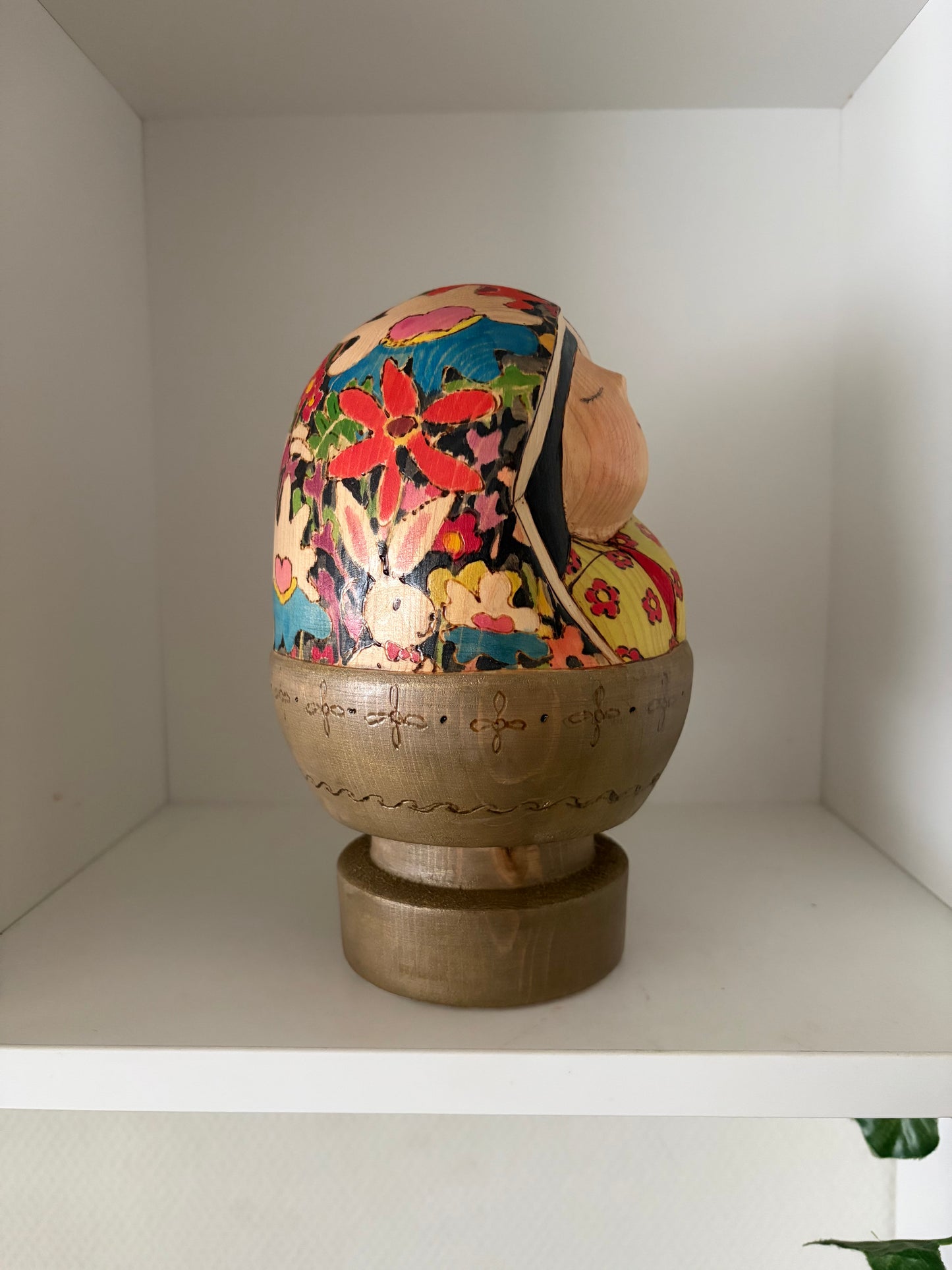 Modern Sosaku kokeshi by Yuko Yamazaki is part of her Easter Series - With box