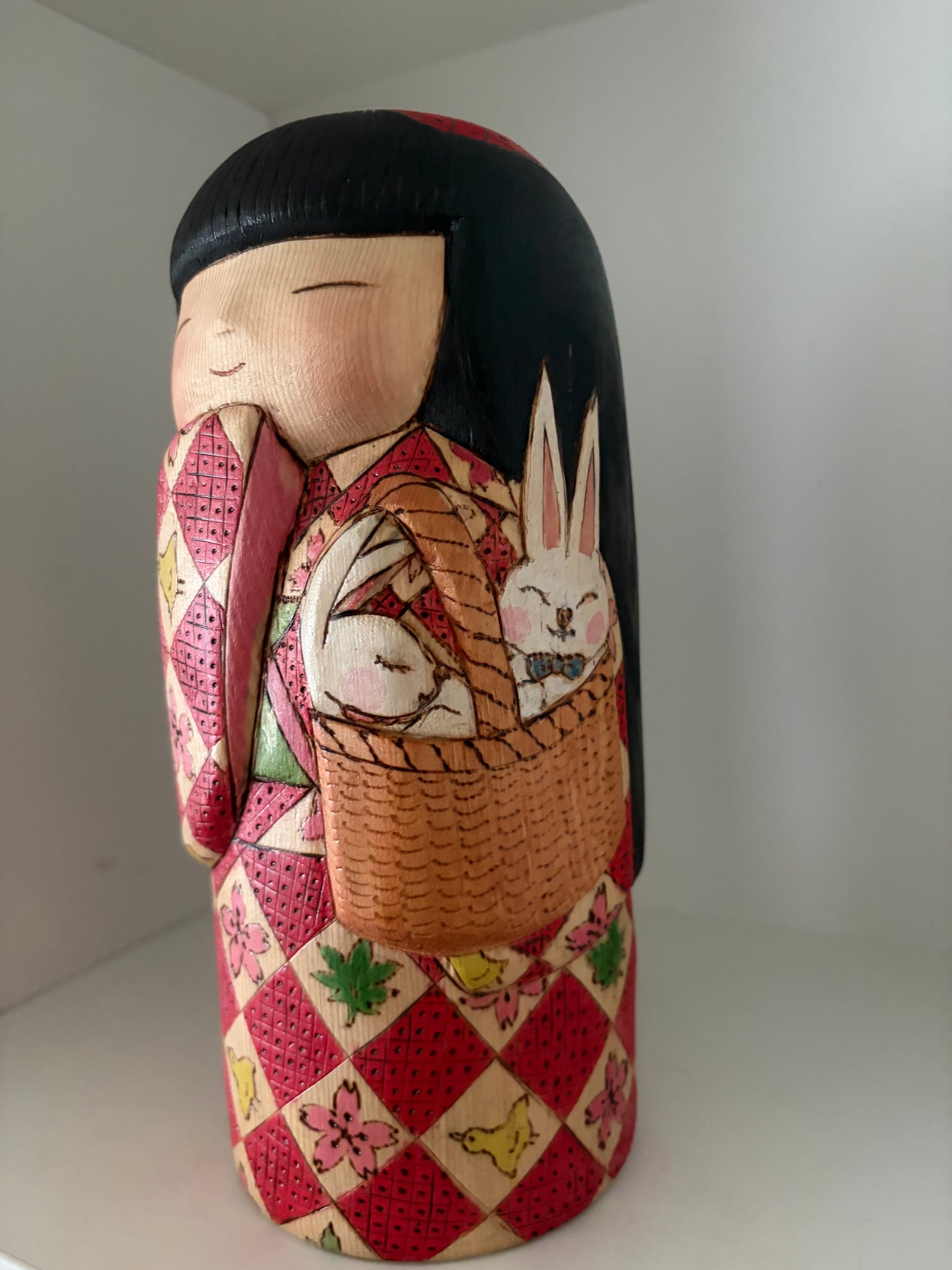 Modern Sosaku kokeshi by Yuko Yamazaki is part of her Easter Series - With box