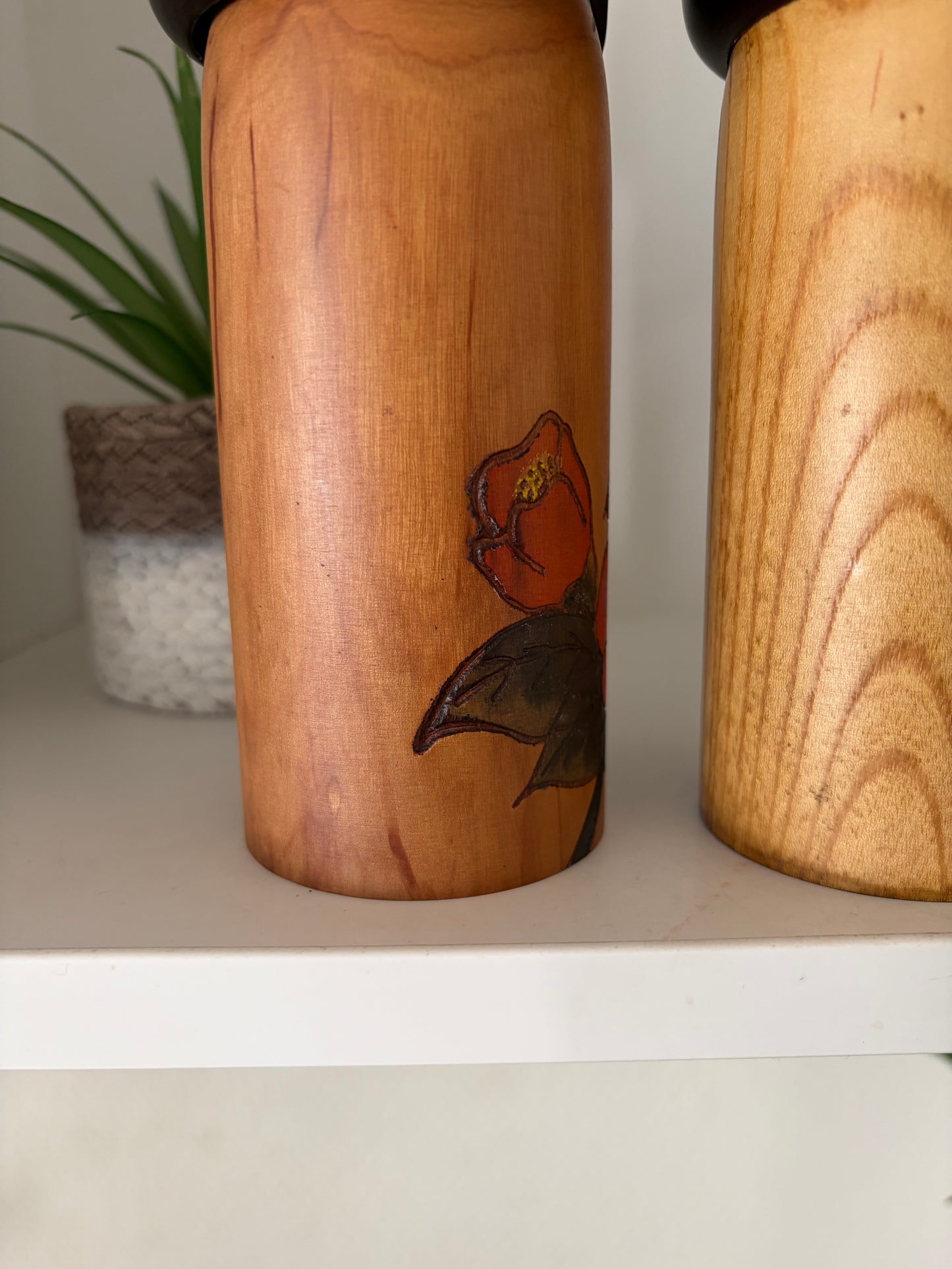 Set of two vintage Gumma kokeshi by Usaburo