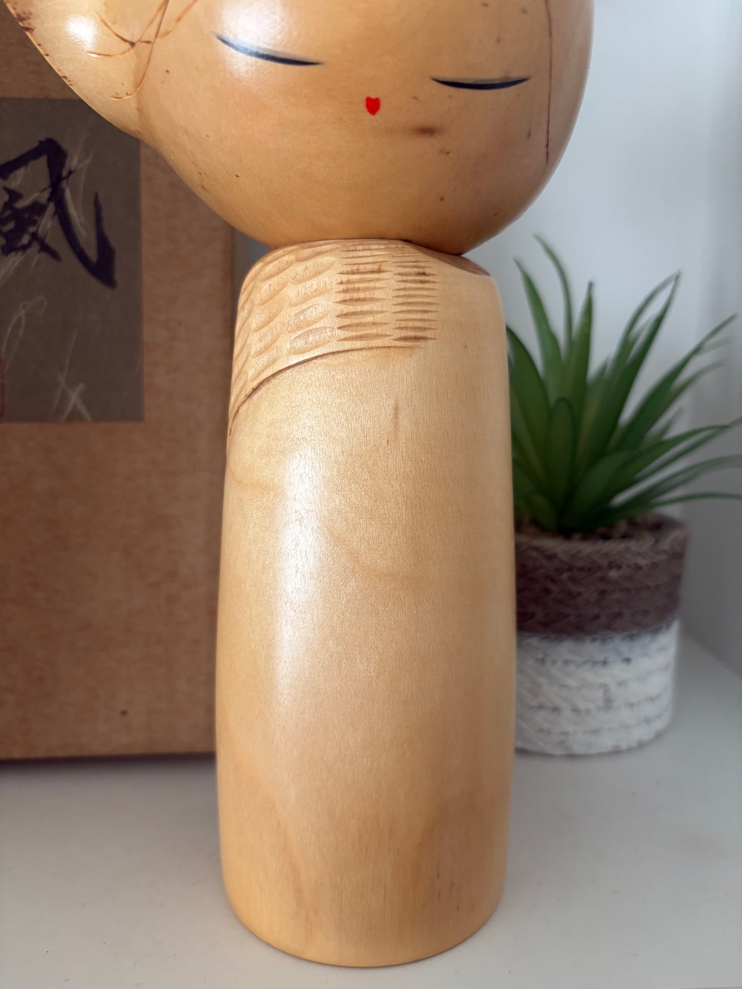 Rare vintage Sosaku kokeshi by Yuji Kawase (1925-) with original box