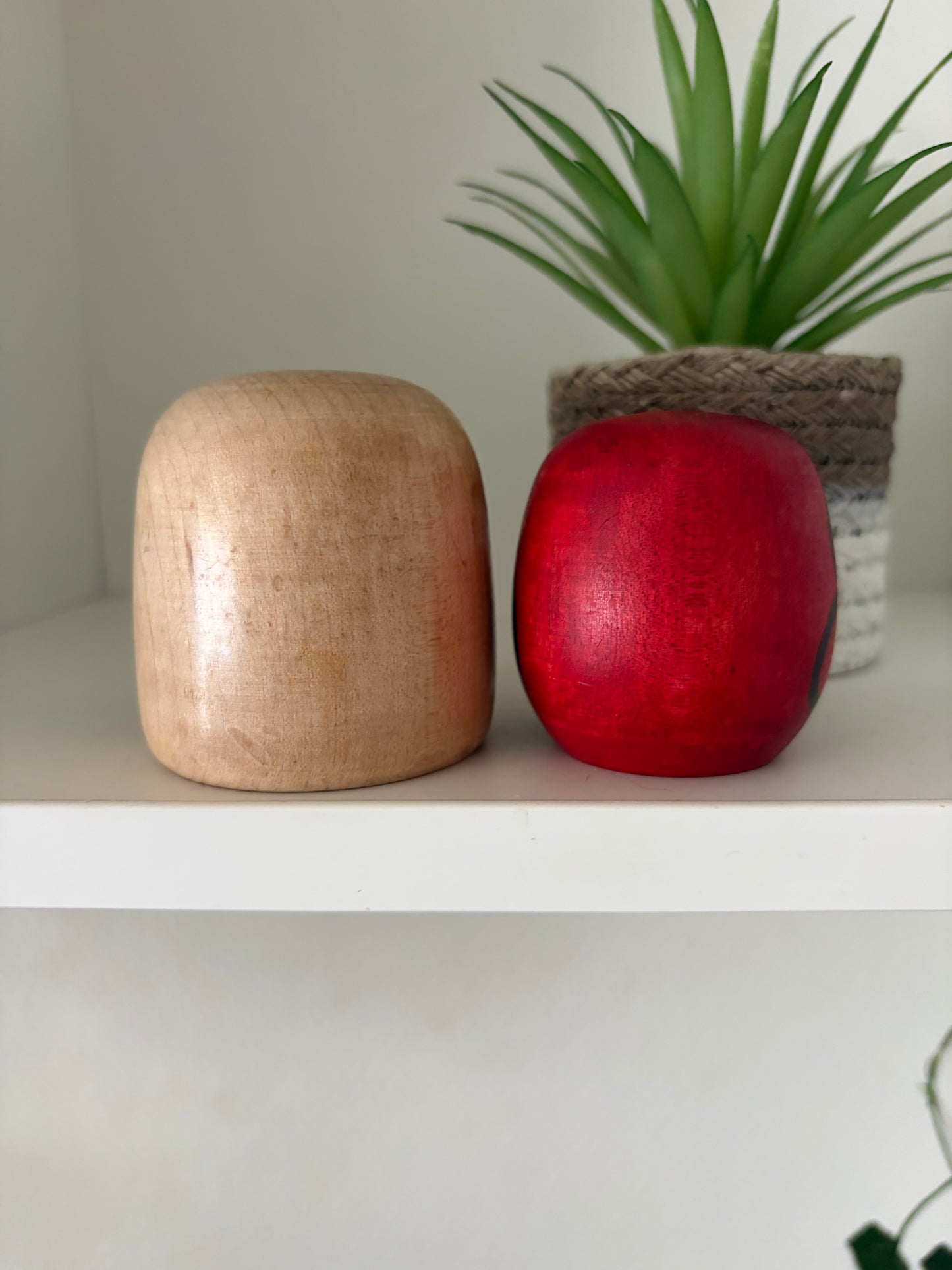 Set of 2 vintage Daruma kokeshi.