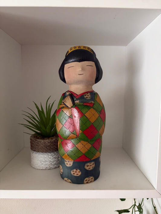 Unique Modern Sosaku kokeshi by Yuko Yamazaki - With box