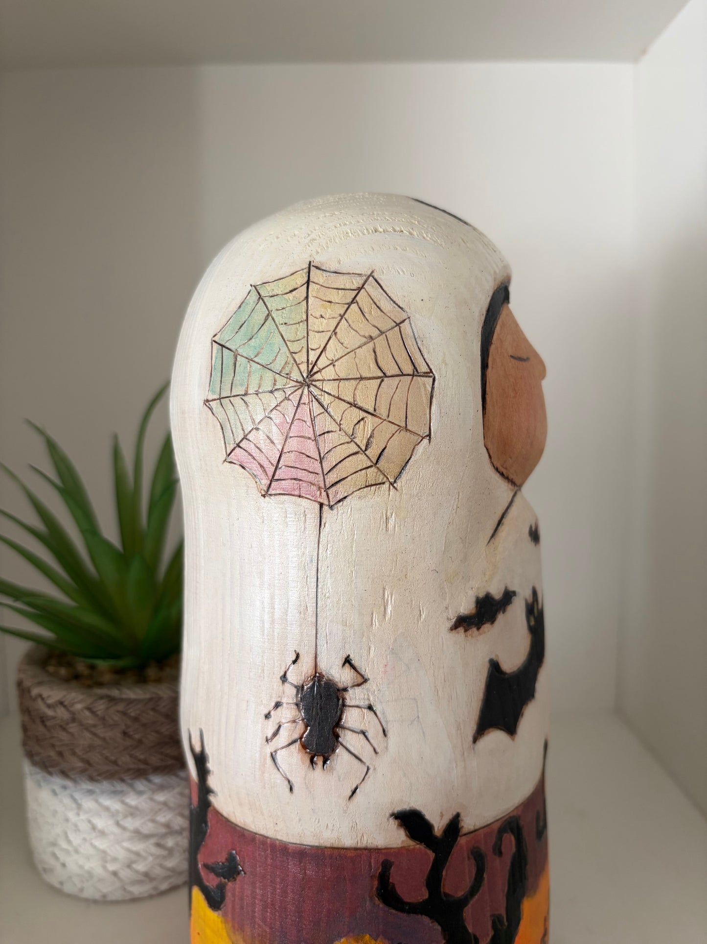 Modern Sosaku kokeshi by Yuko Yamazaki is part of her Halloween Series - With box